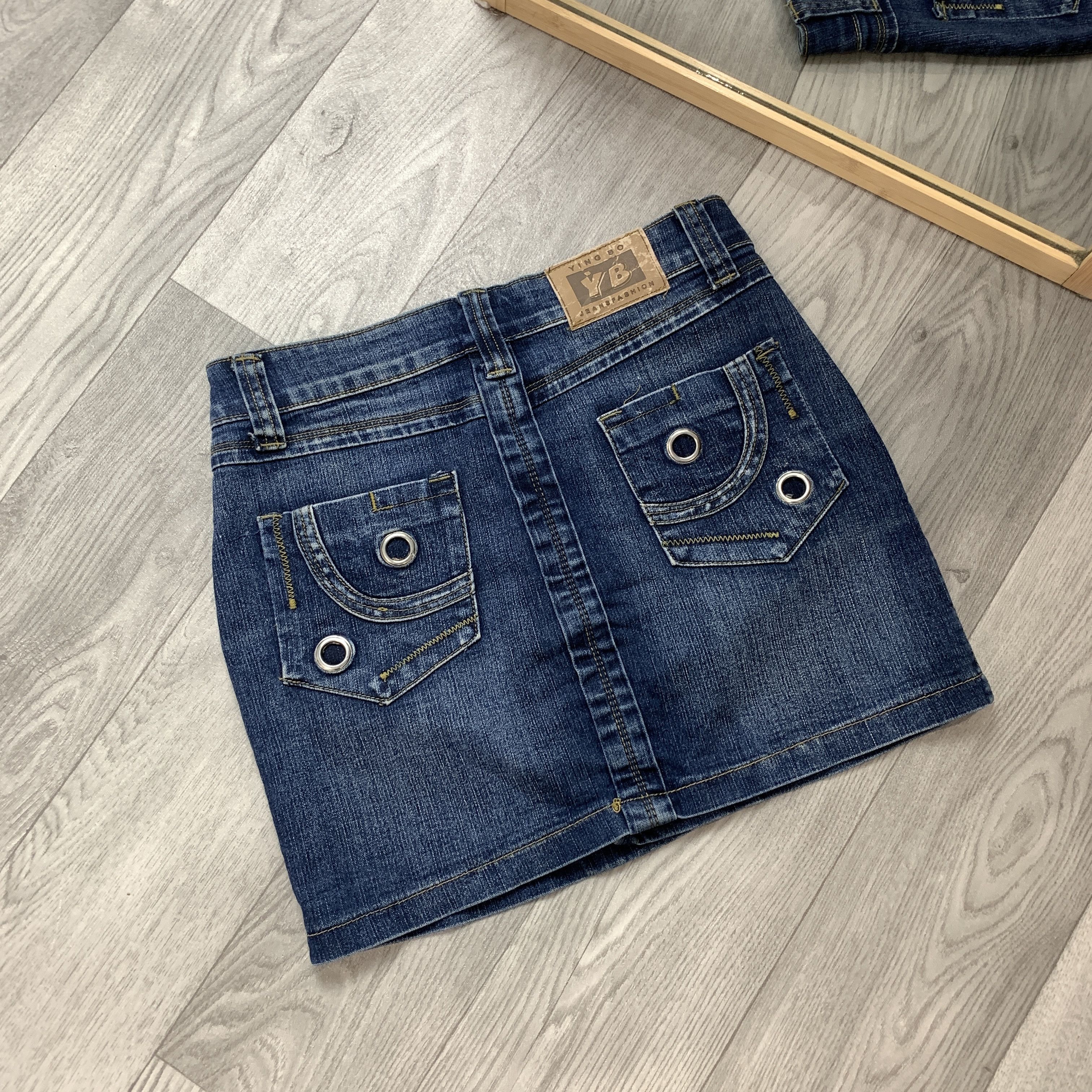 Japanese Brand Vintage Y2K Japanese Avantgarde Low Rise Denim Mini Skirt Size 26" / US 2 / IT 38 - 5 Thumbnail