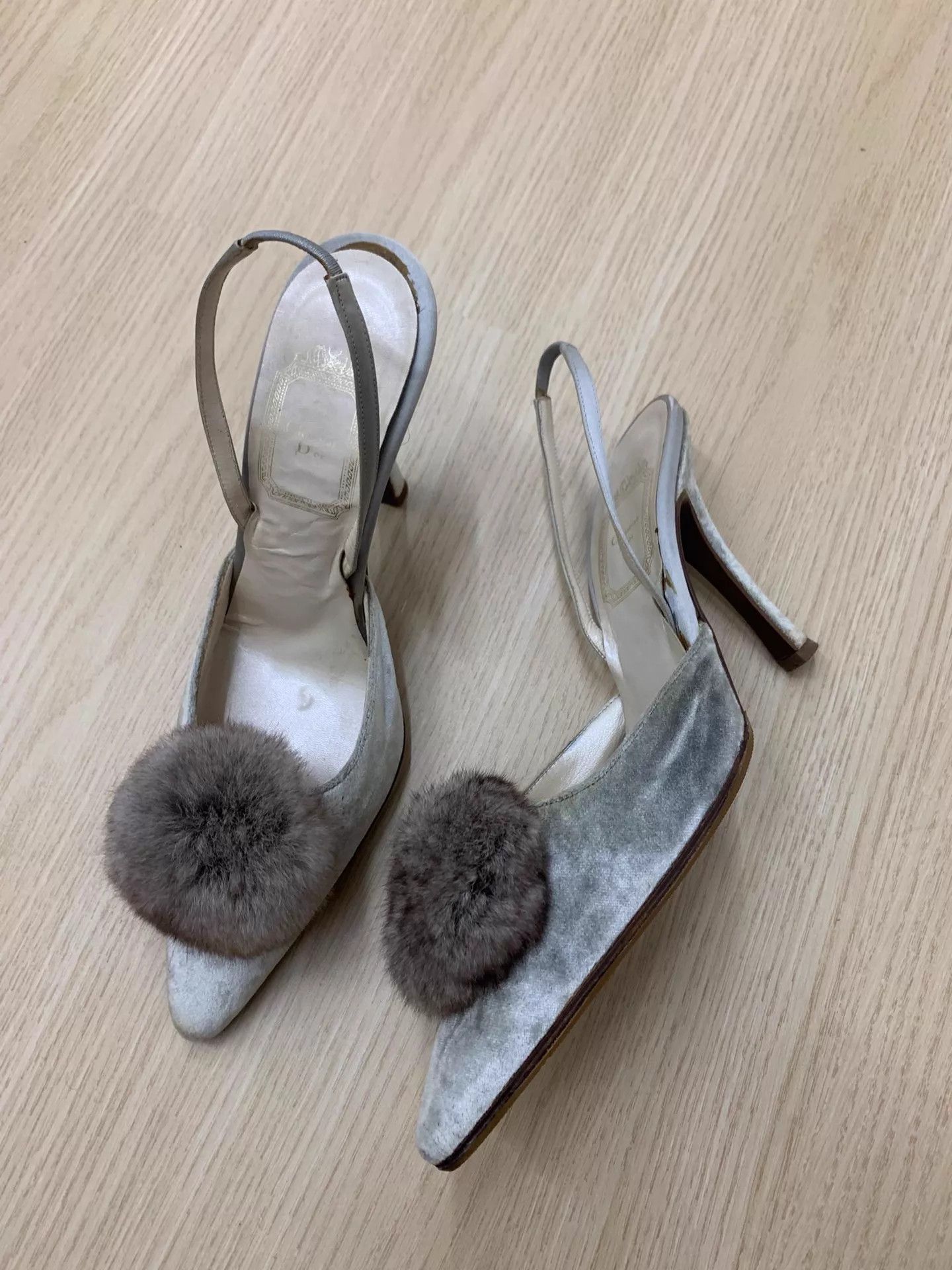 Dior Dior Gray Pom Pom High Heels 36.5 New Size US 6 / IT 36 - 3 Thumbnail
