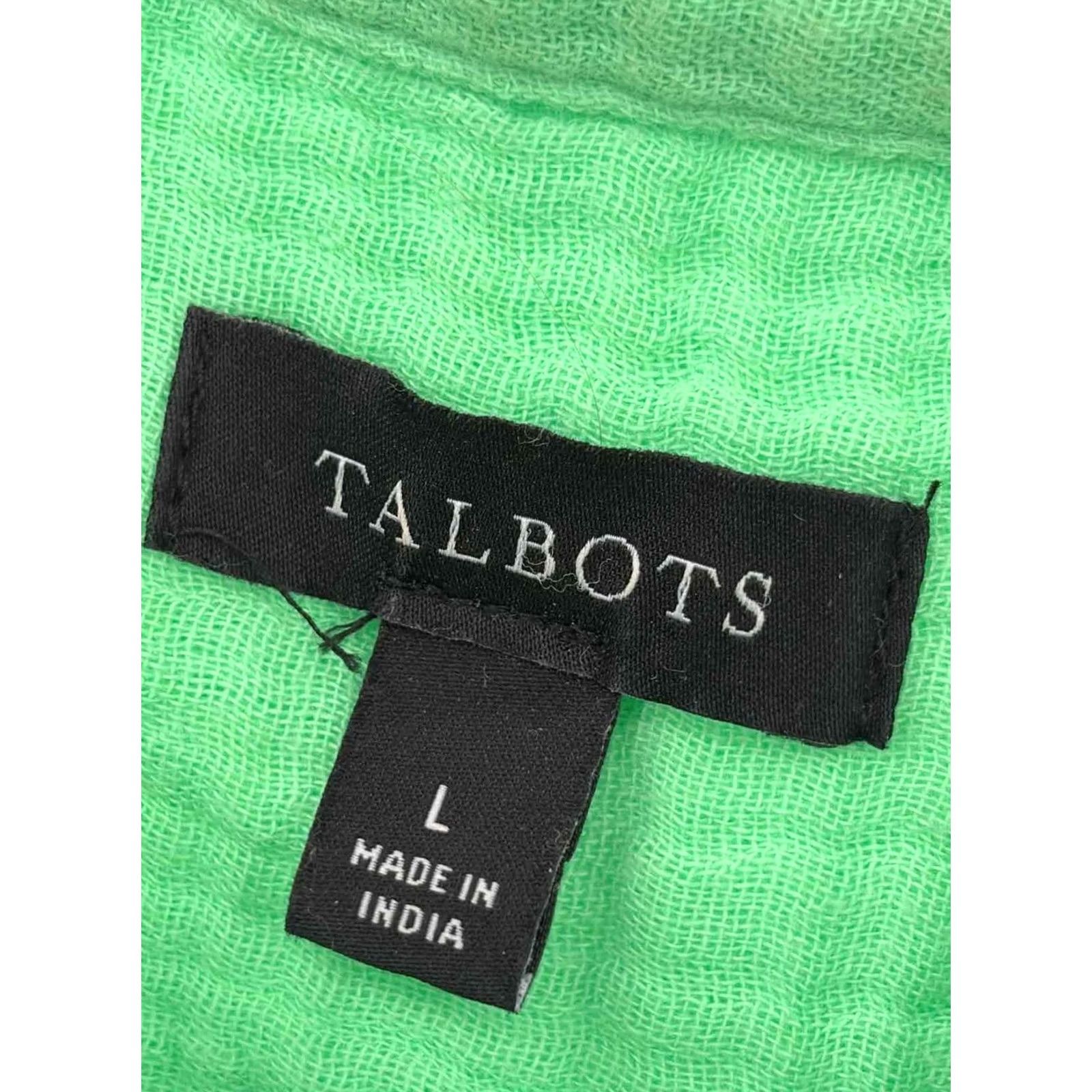 Talbots Talbots Green Large Button Down Long Sleeve Blouse Size L / US 10 / IT 46 - 3 Thumbnail