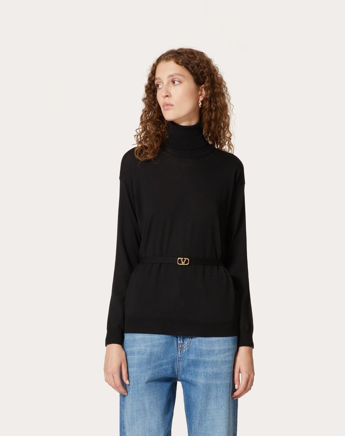 Valentino o1s1wg110525 Wool Jumper in Black Size M / US 6-8 / IT 42-44 - 3 Thumbnail