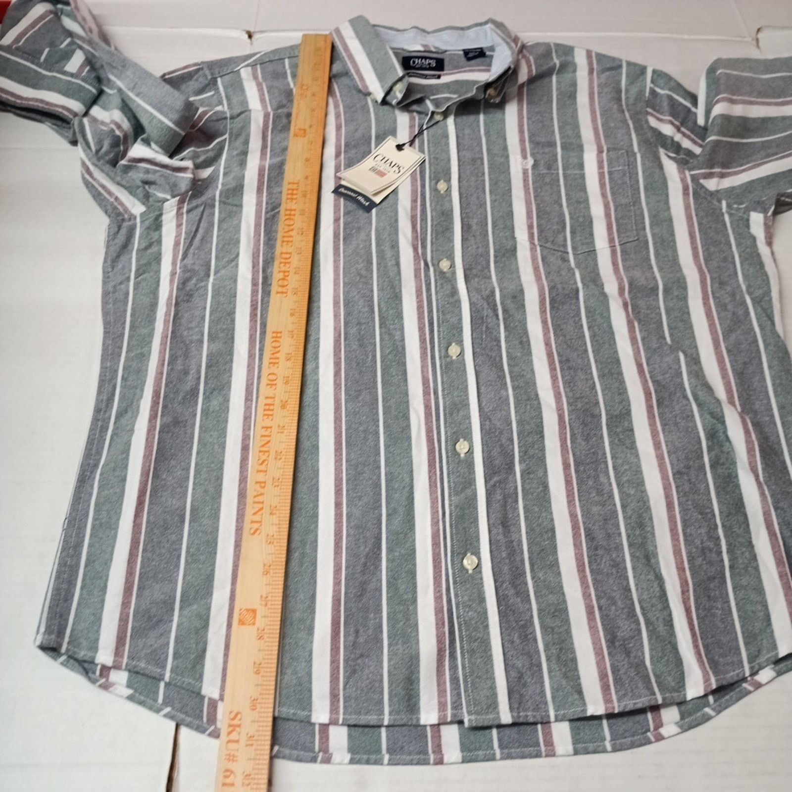 Chaps Chaps Seacoast Oxford Woven Shirt Mens 2XL Evergreen Striped Size US XXL / EU 58 / 5 - 6 Thumbnail