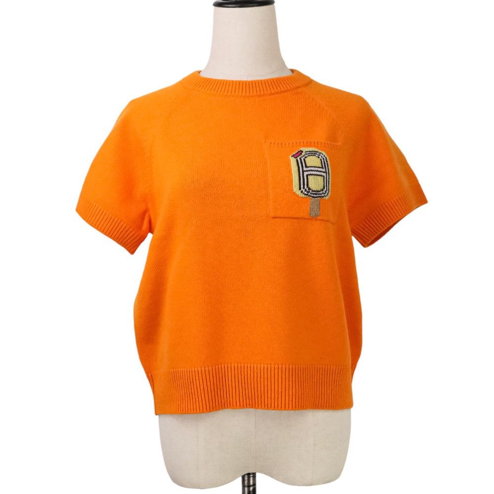 Hermes Hermes Hermès Funny Ice Cream Cashmere Short Sleeve Knit40 Textile Tops DUTY FREE for USA Size ONE SIZE - 1 Thumbnail