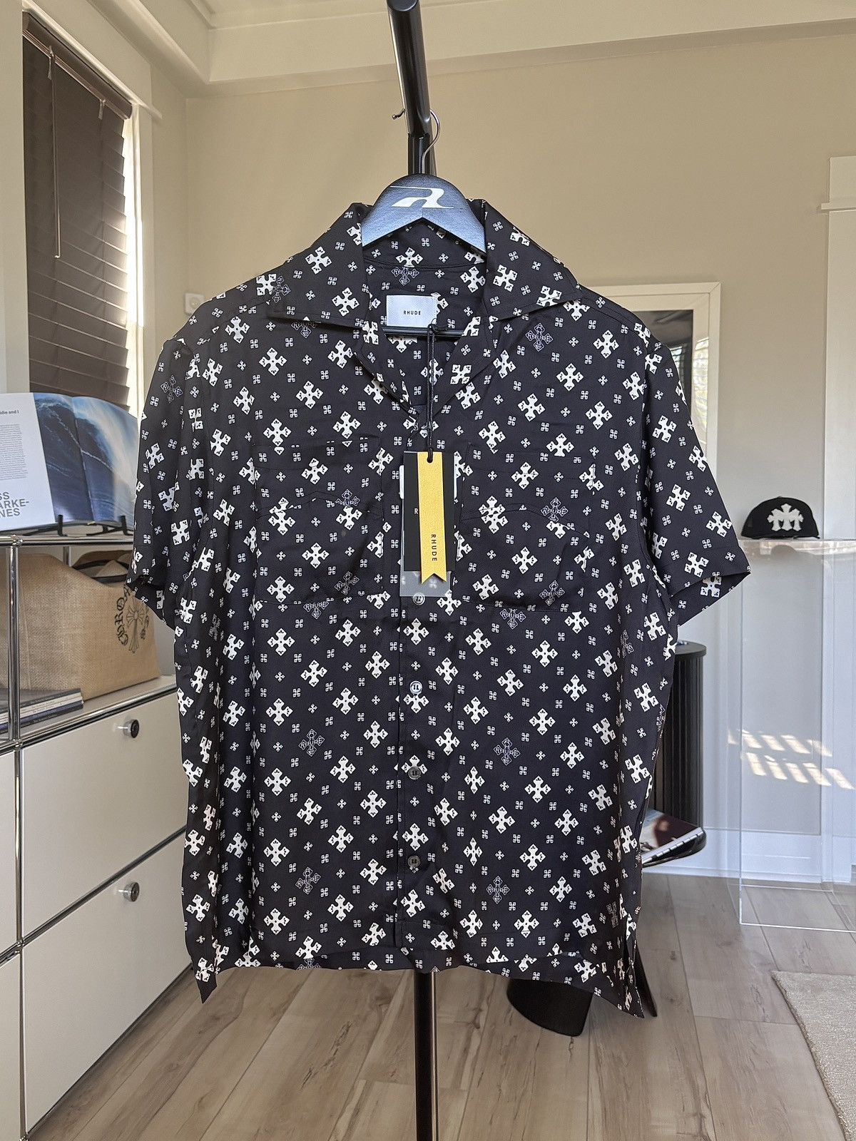 Rhude RHUDE | MONOGRAM LOGO BUTTON UP SHIRT | Grailed