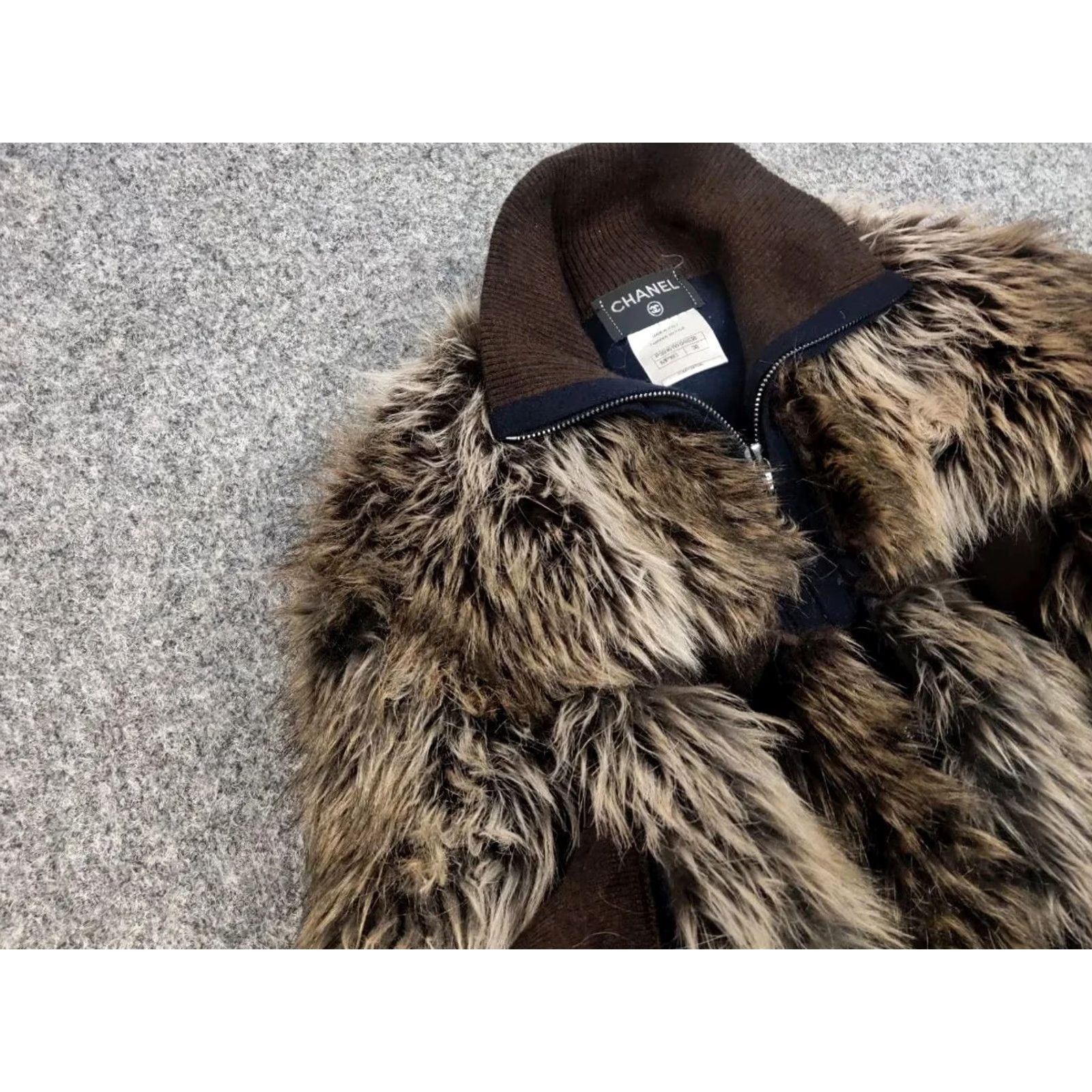 Chanel VINTAGE CHANEL Jacket Women M Brown Cashmere Wool Faux Fur Zip 90s Designer Size M / US 6-8 / IT 42-44 - 6 Thumbnail