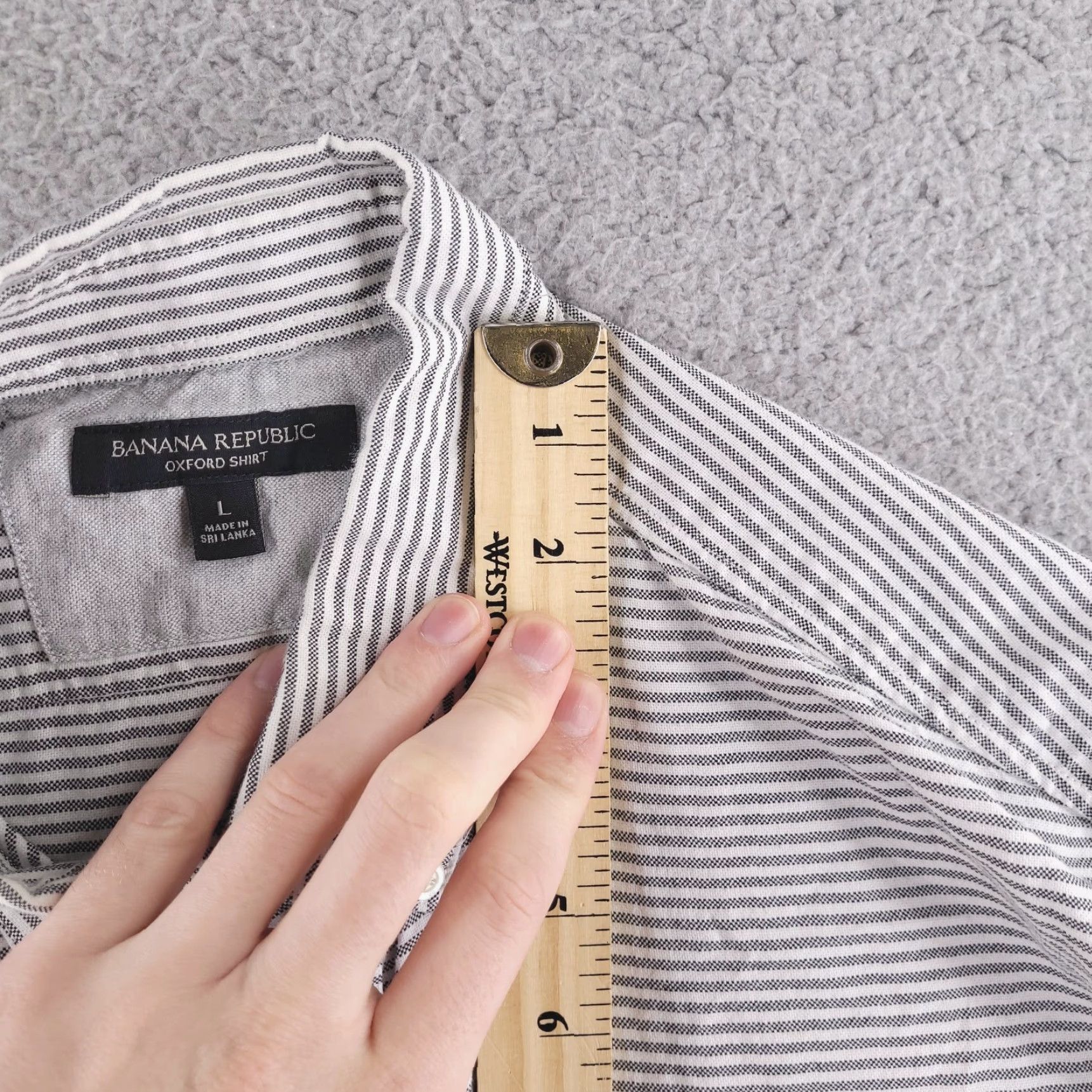 Banana Republic Banana Republic Shirt Mens Large Oxford Short Sleeve Button Stripe Black White L Multicolor Size US L / EU 52-54 / 3 - 7 Thumbnail