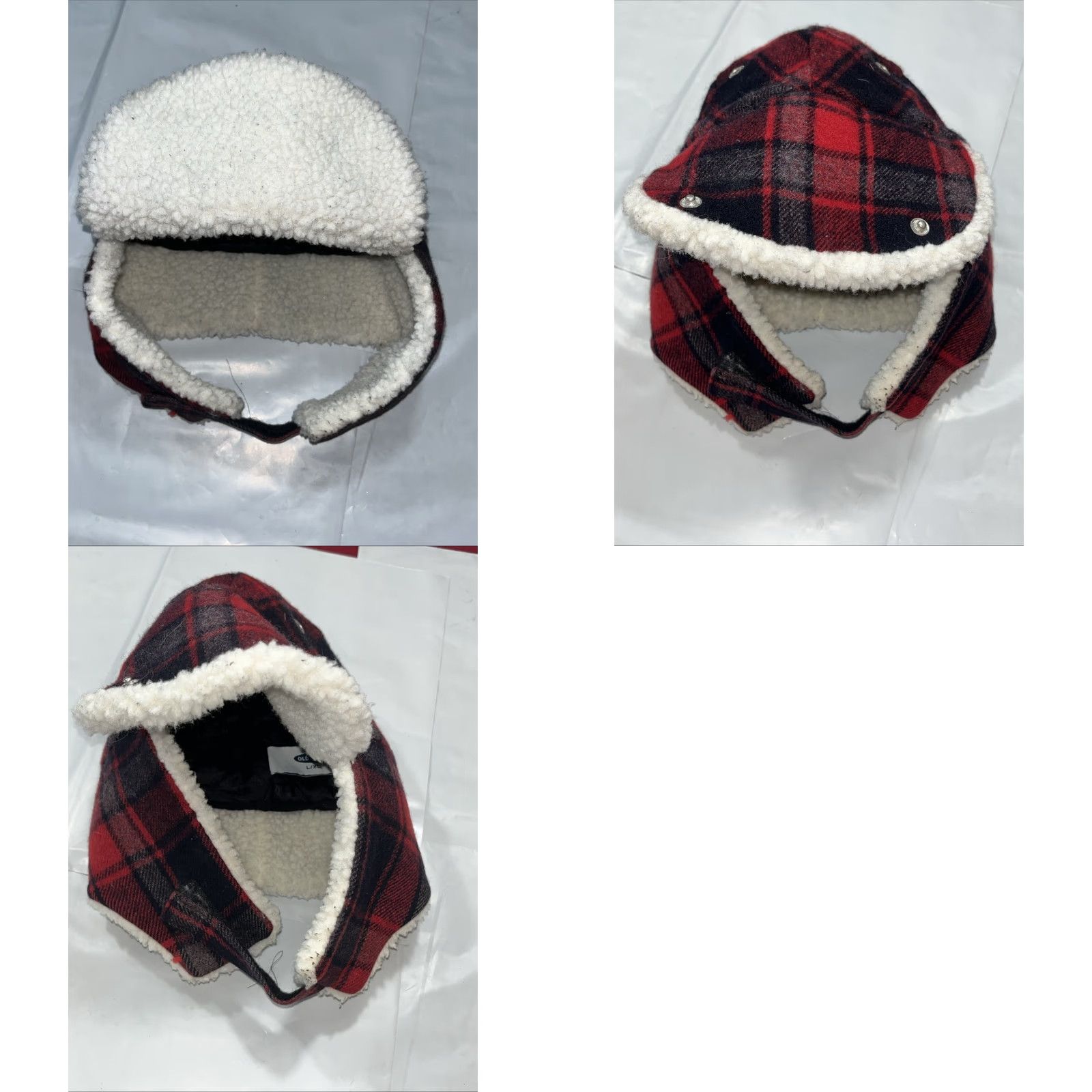Old Navy VINTAGE Old Navy Trapper Hat Wool Plaid Fleece Lined Ear Flap Snap L XL Unisex Adults Red Gray Wool Blend Winter Holiday Christmas 90s USA Size US XL / EU 56 / 4 - 9 Thumbnail