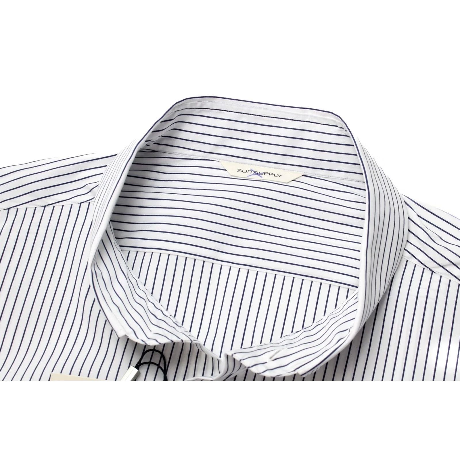 Suitsupply Suitsupply Slim Fit Formal Shirt Men's 3XL Button-Up Pinstriped Stretch White Dress Shirt Button-Up Formal, Business Mens 3XL White Size 48R - 4 Thumbnail