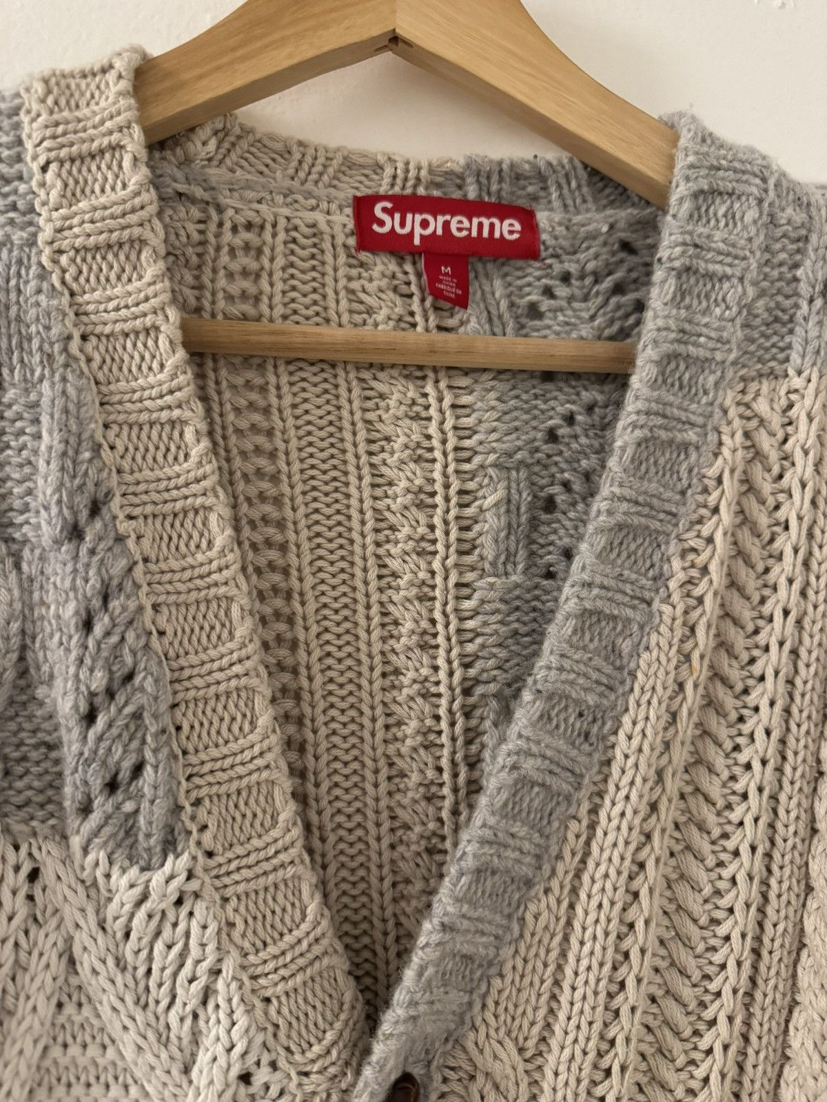 Supreme Patchwork Cable Knit Cardigan