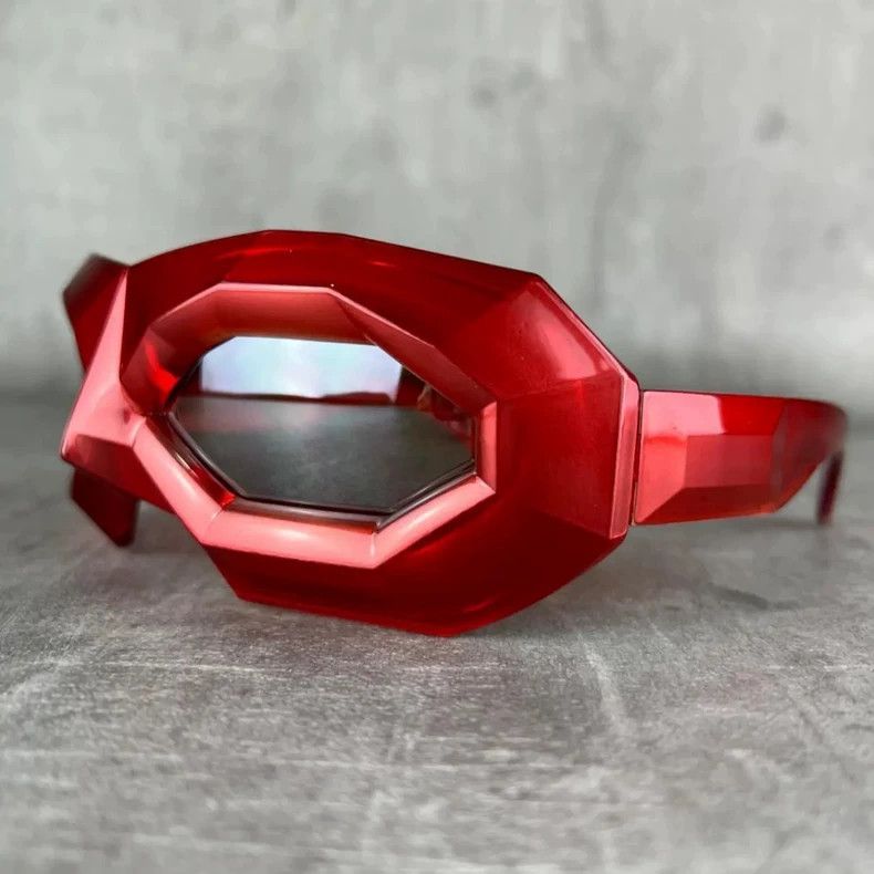 Walter Van Beirendonck walter van beirendonck Red diamond-cut sunglasses Size ONE SIZE - 3 Thumbnail