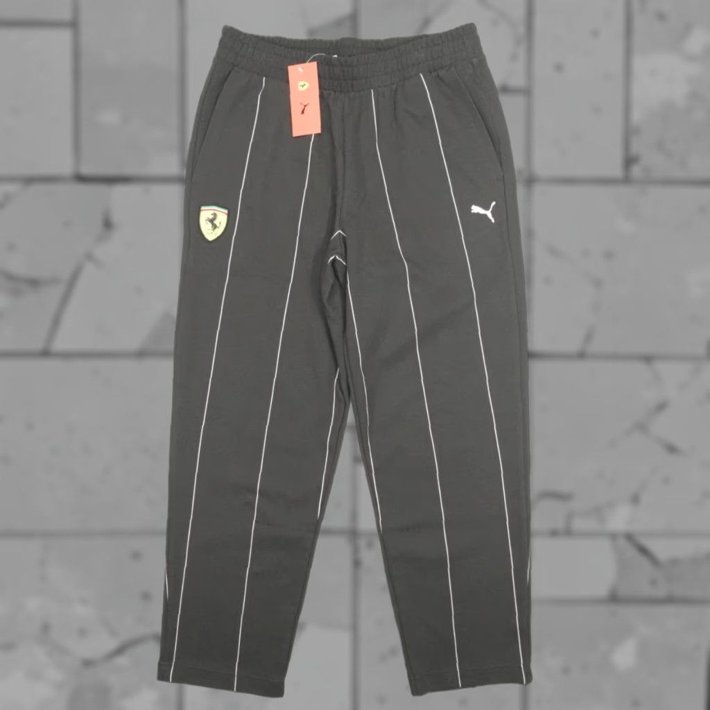 Puma Puma Ferrari Race Premium Pants Striped Black Men's L 630210-01 Pants Logo Car Casual Mens Regular Inseam 29 in Cotton Polyester Size US 33 - 1 Thumbnail