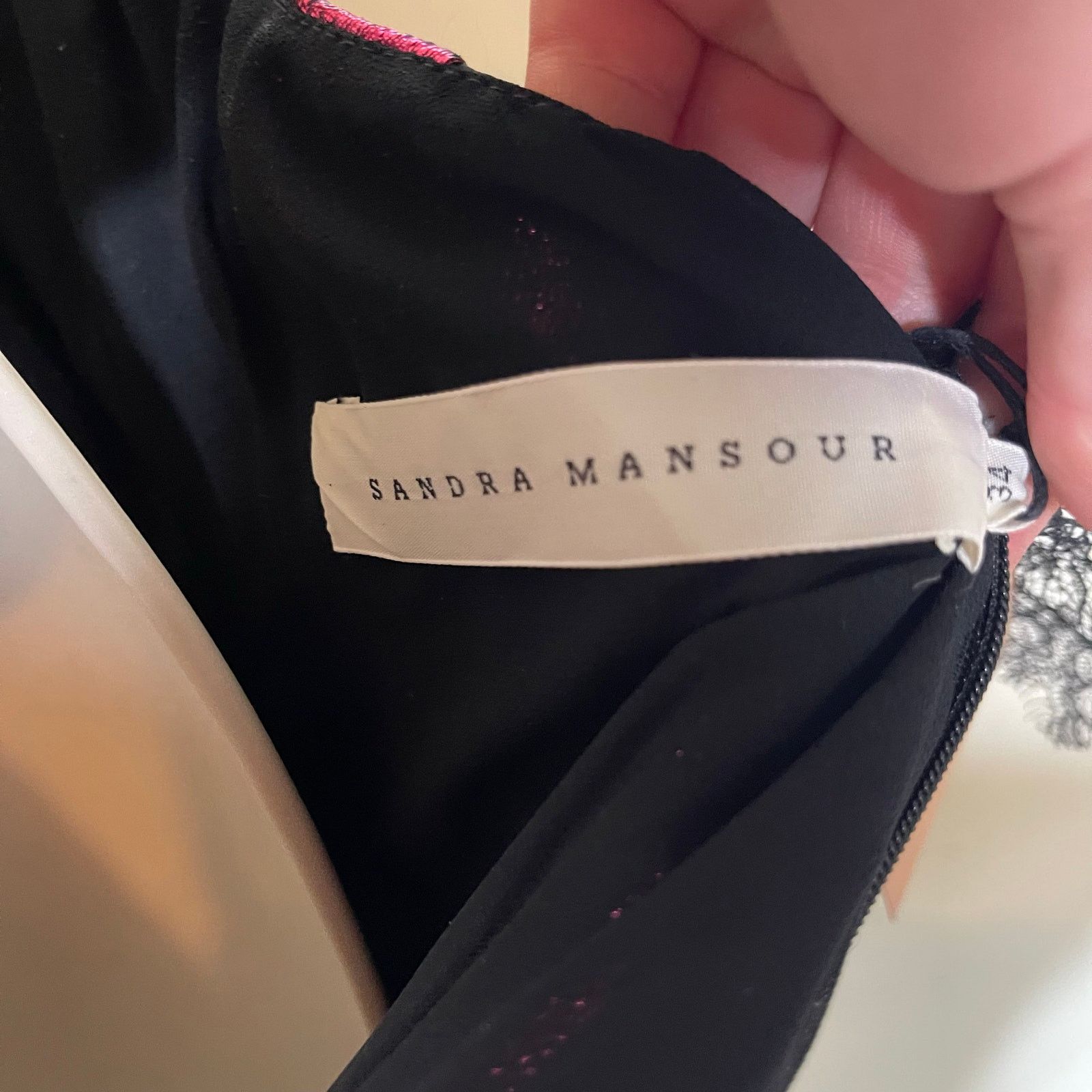 Other NWT Sandra Mansour jacquard pink roses mini black dress Size XS / US 0-2 / IT 36-38 - 2 Thumbnail