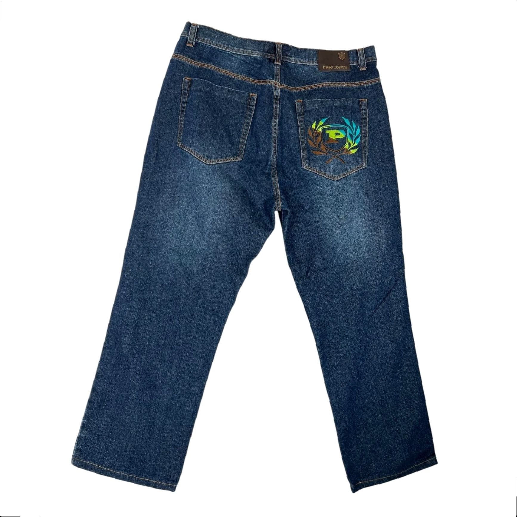 Phat Farm VTG Phat Farm Jeans Mens 40 Blue Dark Wash Denim Embroidered Pocket Hip Hop Size US 40 / EU 56 - 2 Thumbnail