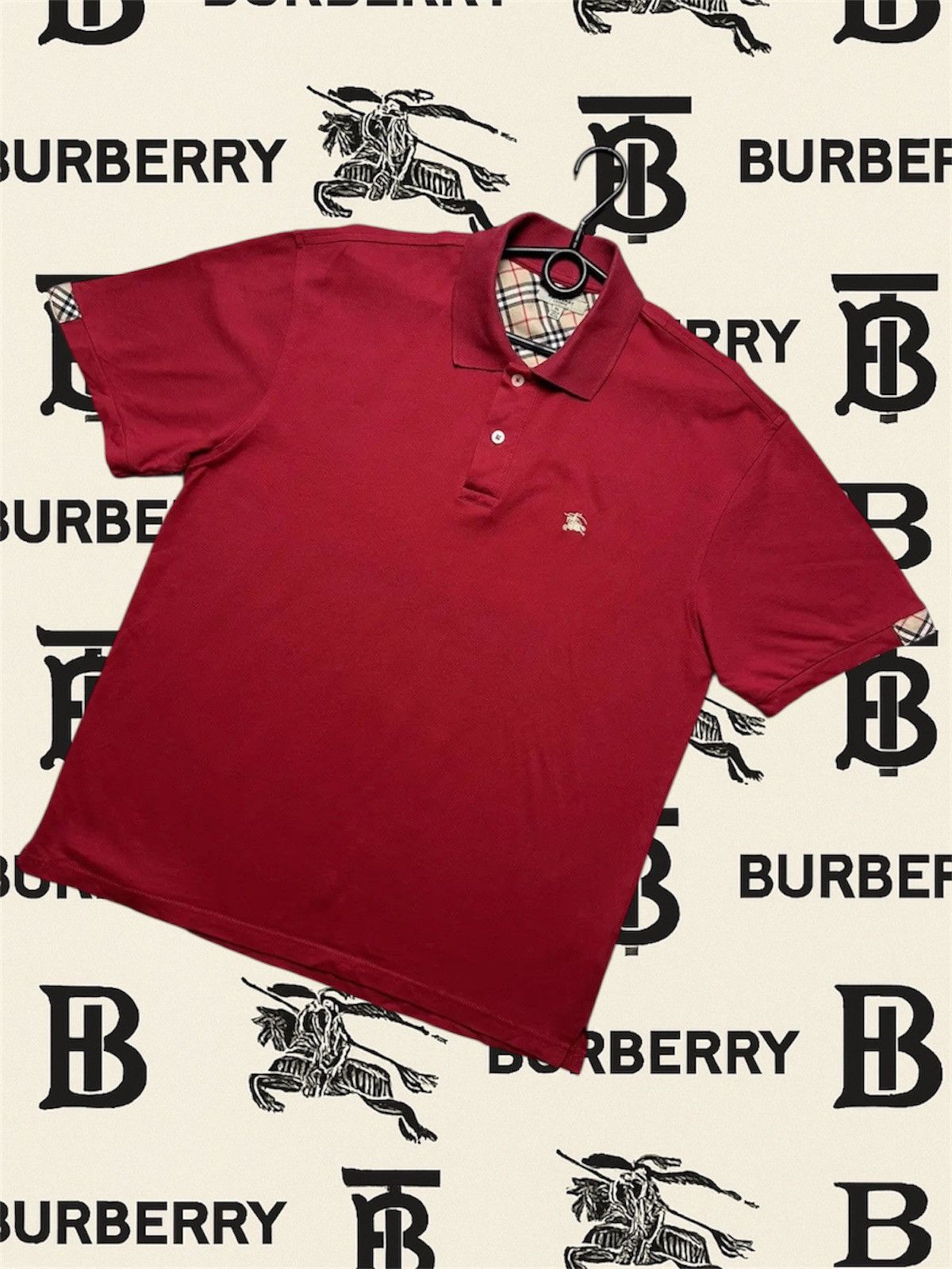 Burberry Vintage Burberry polo plaid logo red size L/XL Size US XL / EU 56 / 4 - 1 Thumbnail