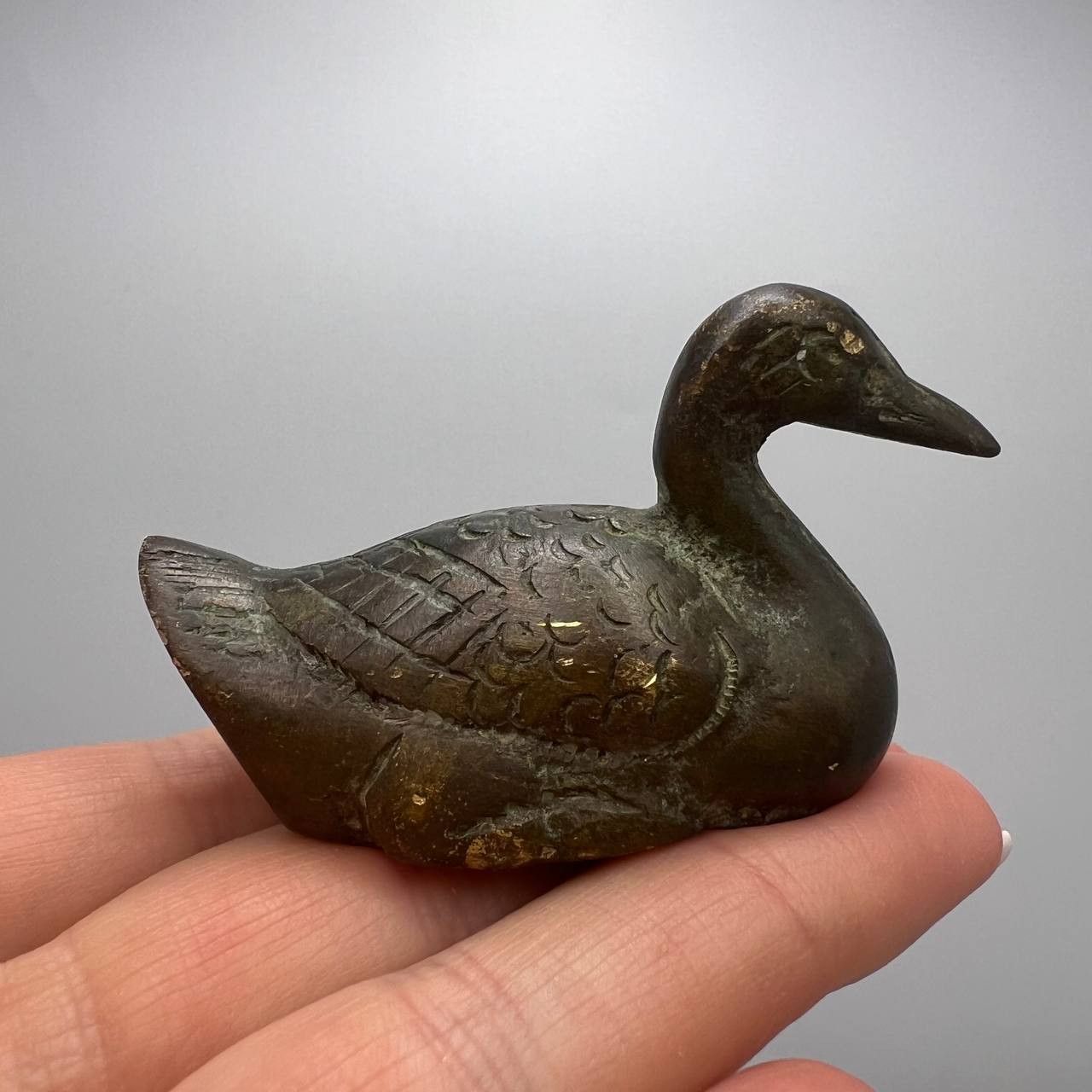 Vintage Antique Bronze Mini Figure Statue Bird Duck Collectible Size ONE SIZE - 1 Thumbnail
