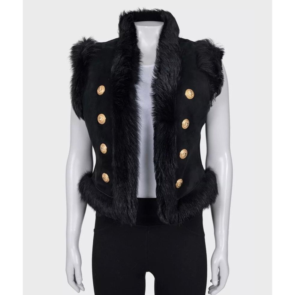 Balmain Balmain Black Lambskin Leather Vest - Size IT40 / S Size M / US 6-8 / IT 42-44 - 1 Thumbnail