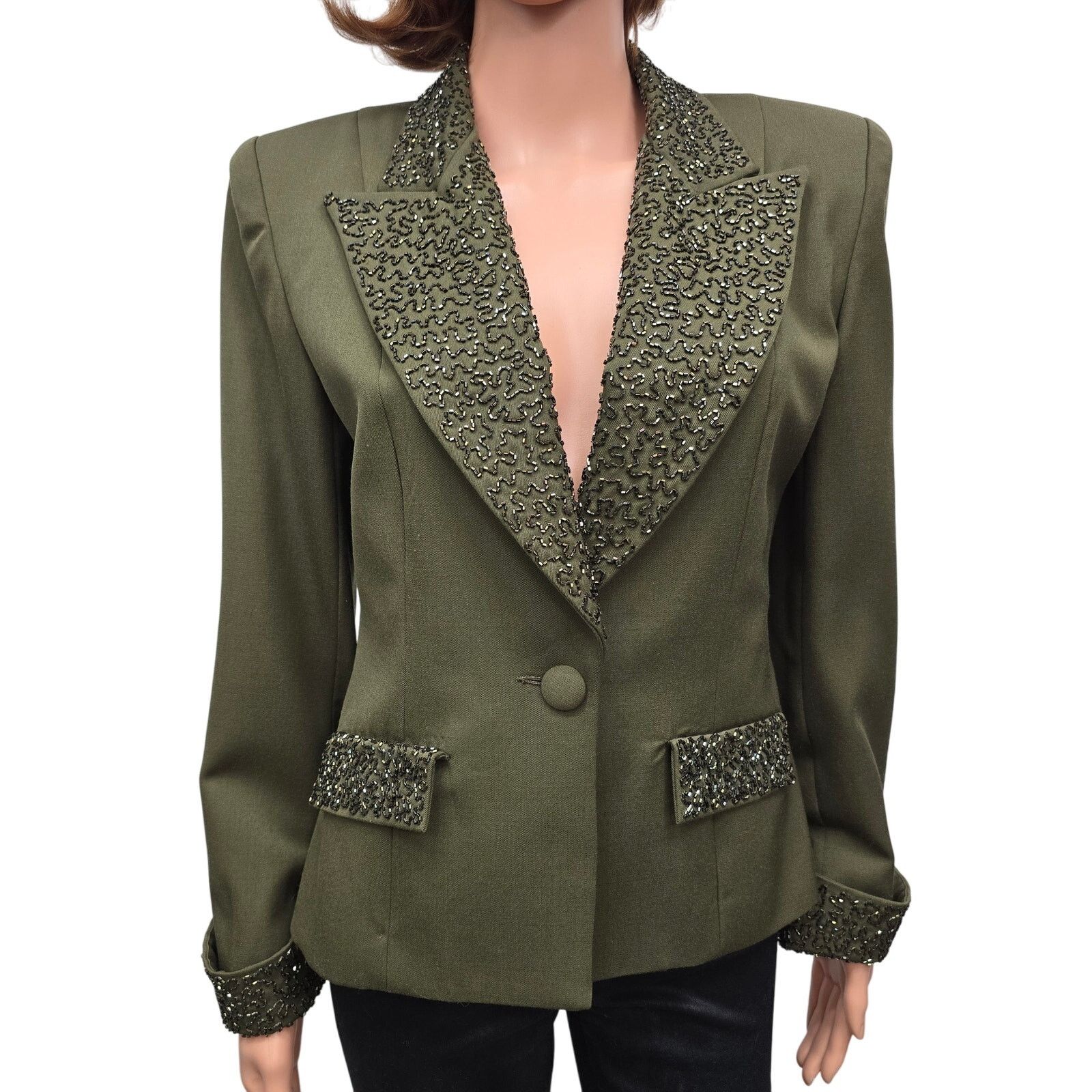 Vintage NWOT Miss Baker Beaded Blazer Jacket Pure Wool Embellished M Size M / US 6-8 / IT 42-44 - 2 Thumbnail