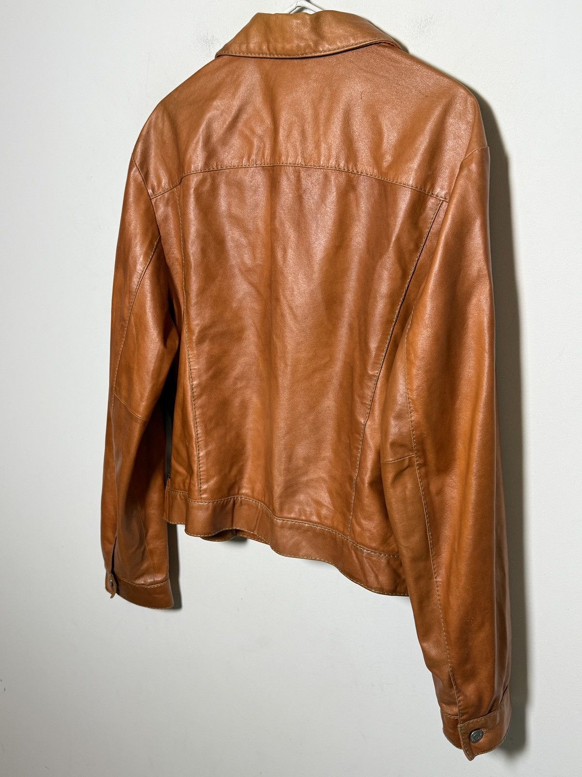 Giorgio Armani Armani Jeans moto leather jacket in a rich cognac brown Size US L / EU 52-54 / 3 - 10 Thumbnail