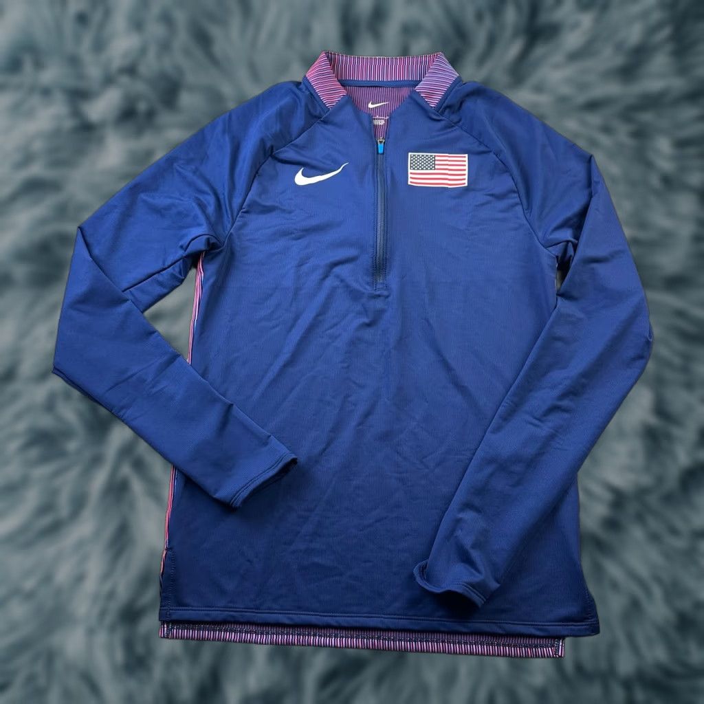 Nike Nike Pro Elite 2023 Half Zip Track Jersey Small Blue Made In USA Mens Size US S / EU 44-46 / 1 - 1 Thumbnail