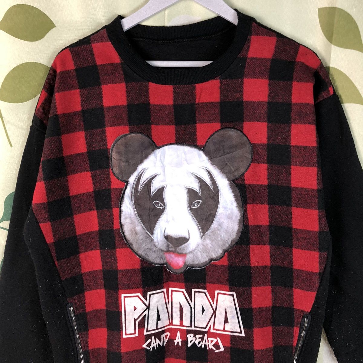 Japanese Brand Panda and A Bear Red checkered Sweatshirt #7468 Size L / US 10 / IT 46 - 5 Thumbnail