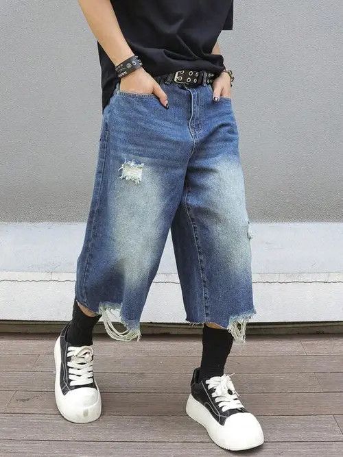 Japanese Brand × Vintage Y2K Vintage WASHED distressed denim jorts shorts Size US 32 / EU 48 - 4 Thumbnail