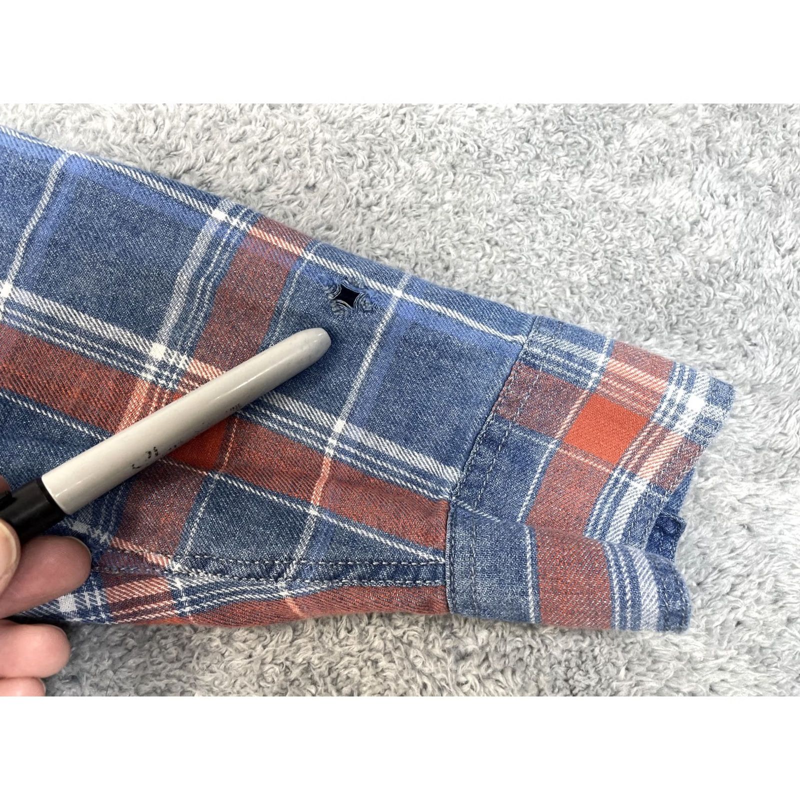 Lucky Brand VINTAGE Lucky Brand Shirt Mens Large Blue Orange Plaid Flannel True Indigo 7MD41343 Size US L / EU 52-54 / 3 - 5 Thumbnail
