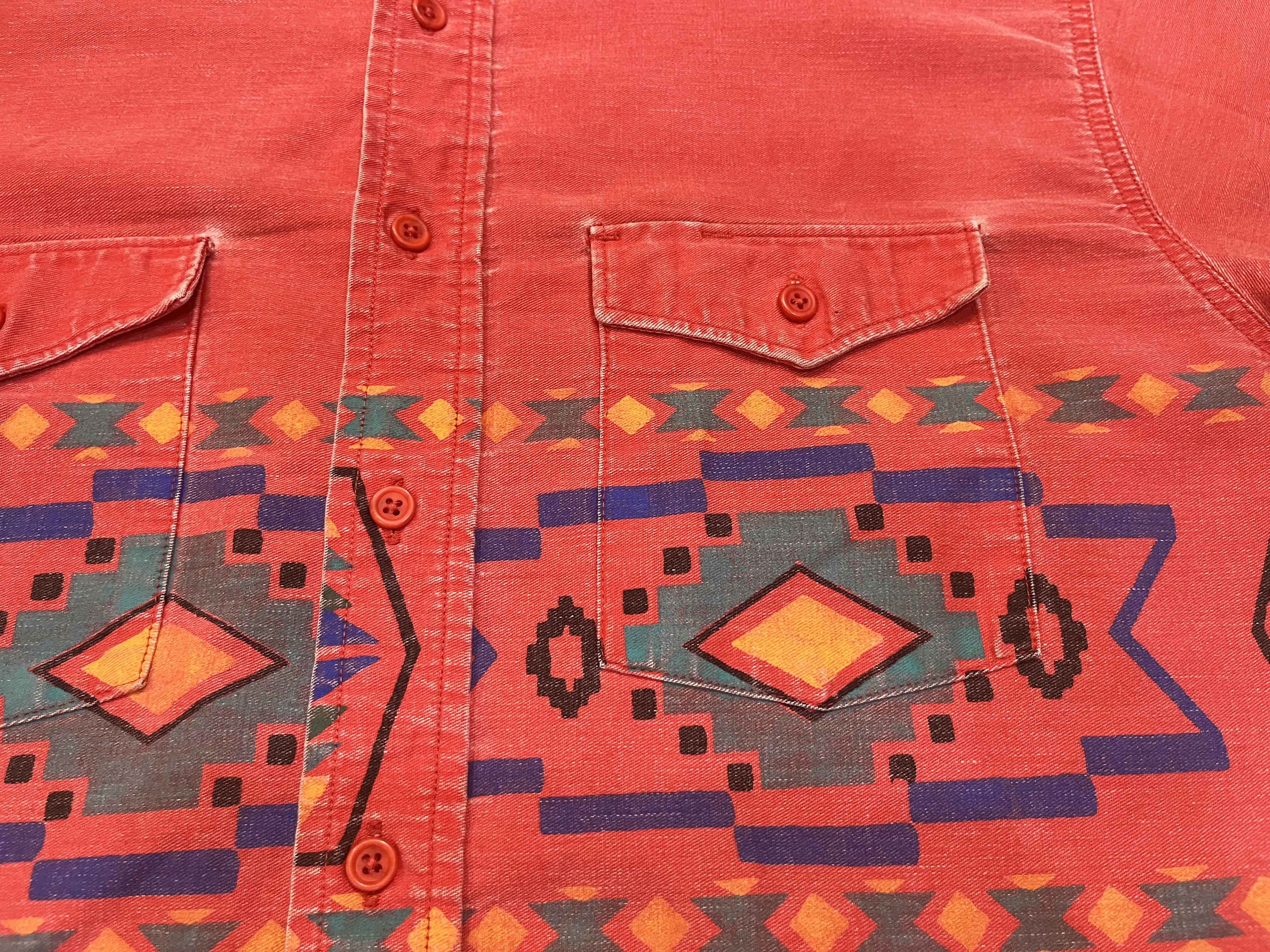 Vintage × Wrangler Vintage Wrangler Brushpopper Western Cowboy Aztec Shirt Size US L / EU 52-54 / 3 - 3 Thumbnail