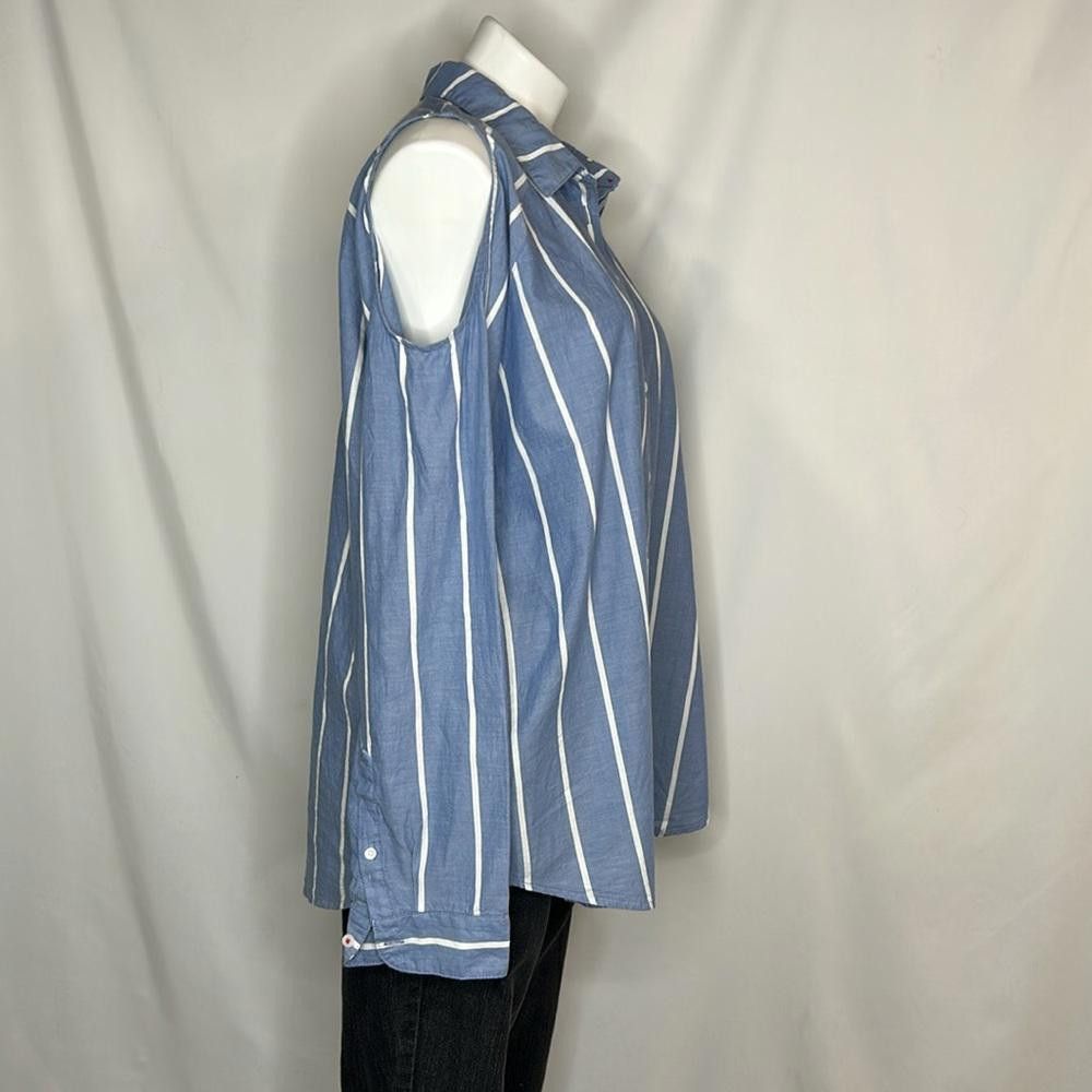 Tommy Hilfiger Tommy Cold Shoulder Stripe Chambray Button Down, XXL Size XXL / US 16-18 / IT 52-54 - 4 Thumbnail