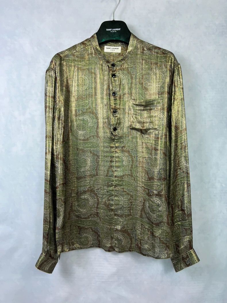 Saint Laurent Paris Saint Laurent Silk Patterned Long Sleeve Shirt-dmc Size US M / EU 48-50 / 2 - 1 Thumbnail