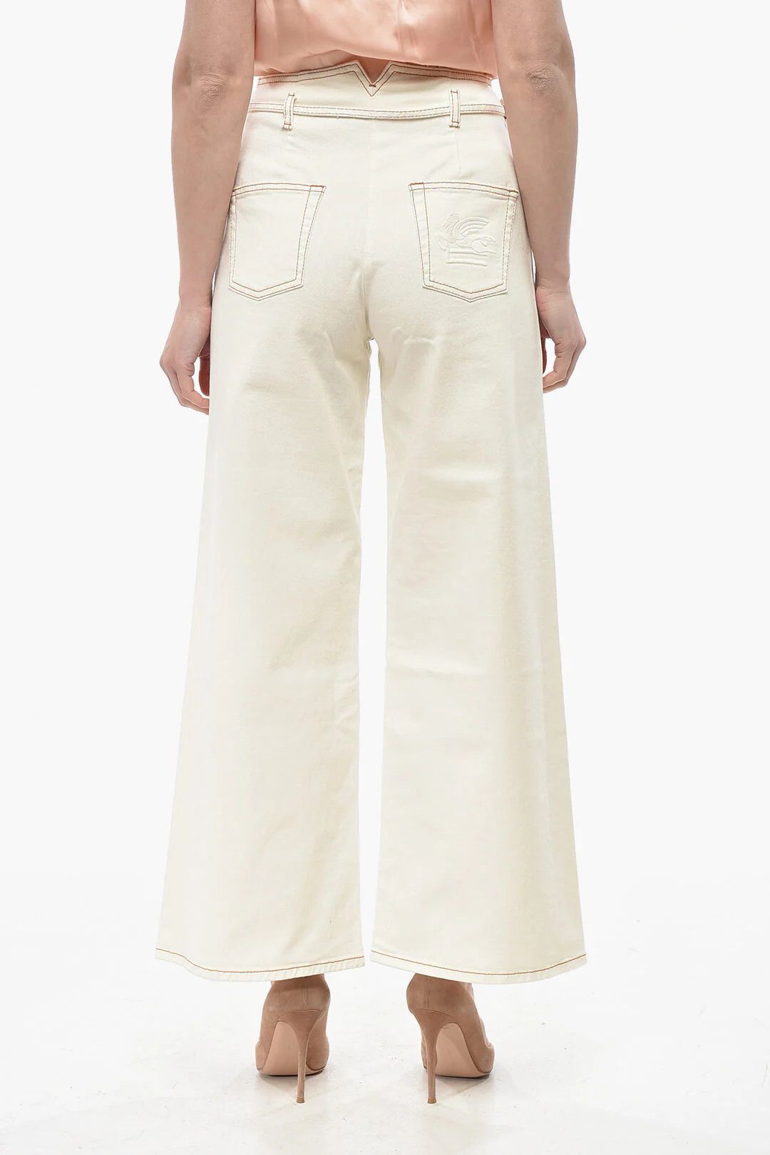 Etro og1mm0426 Wide-Leg Pant in White Size 26" / US 2 / IT 38 - 2 Thumbnail