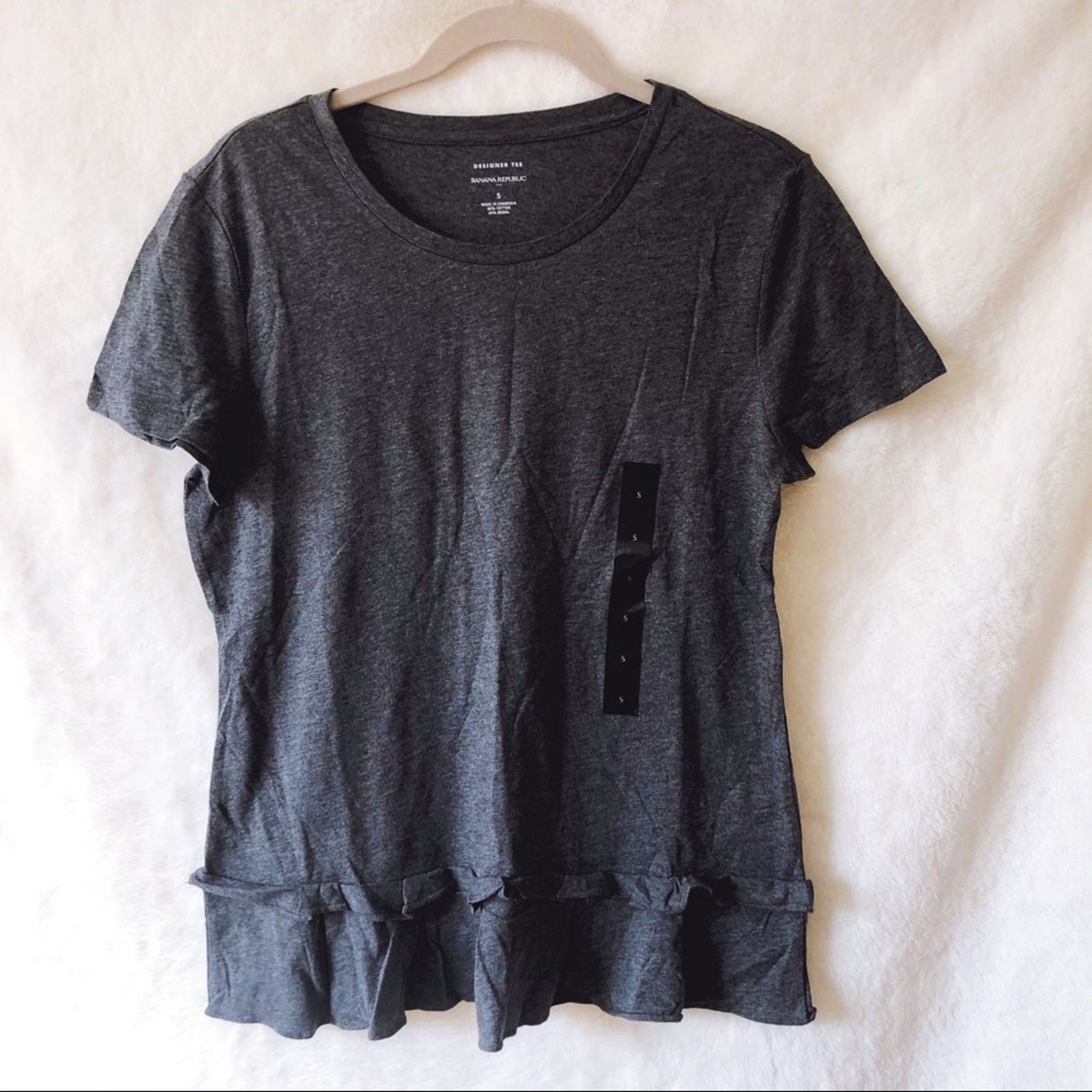 Banana Republic Banana Republic Gray Pleat Flounce Hem Top Size S / US 4 / IT 40 - 8 Thumbnail
