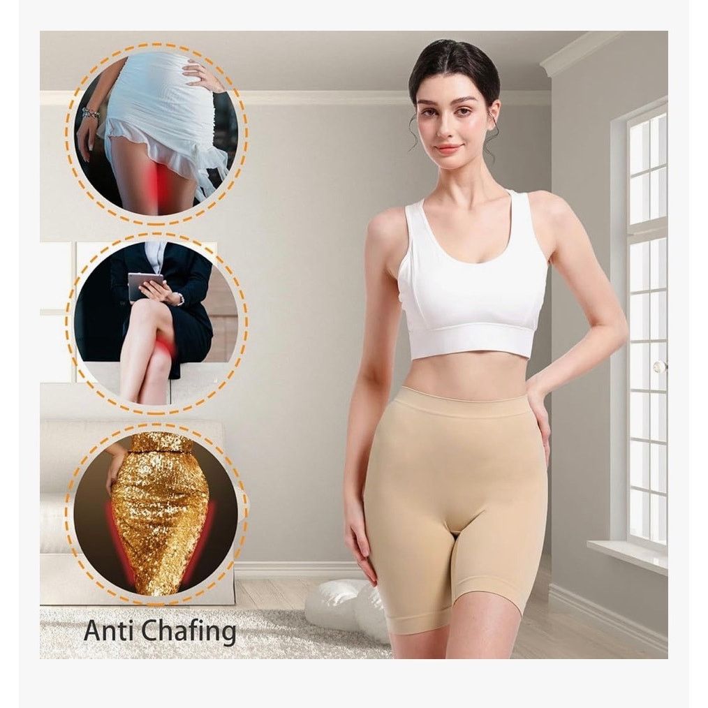 The Unbranded Brand Slip Shorts for Under Dresses Anti Chafing High Waisted Sz L Size 32" / US 10 / IT 46 - 3 Thumbnail
