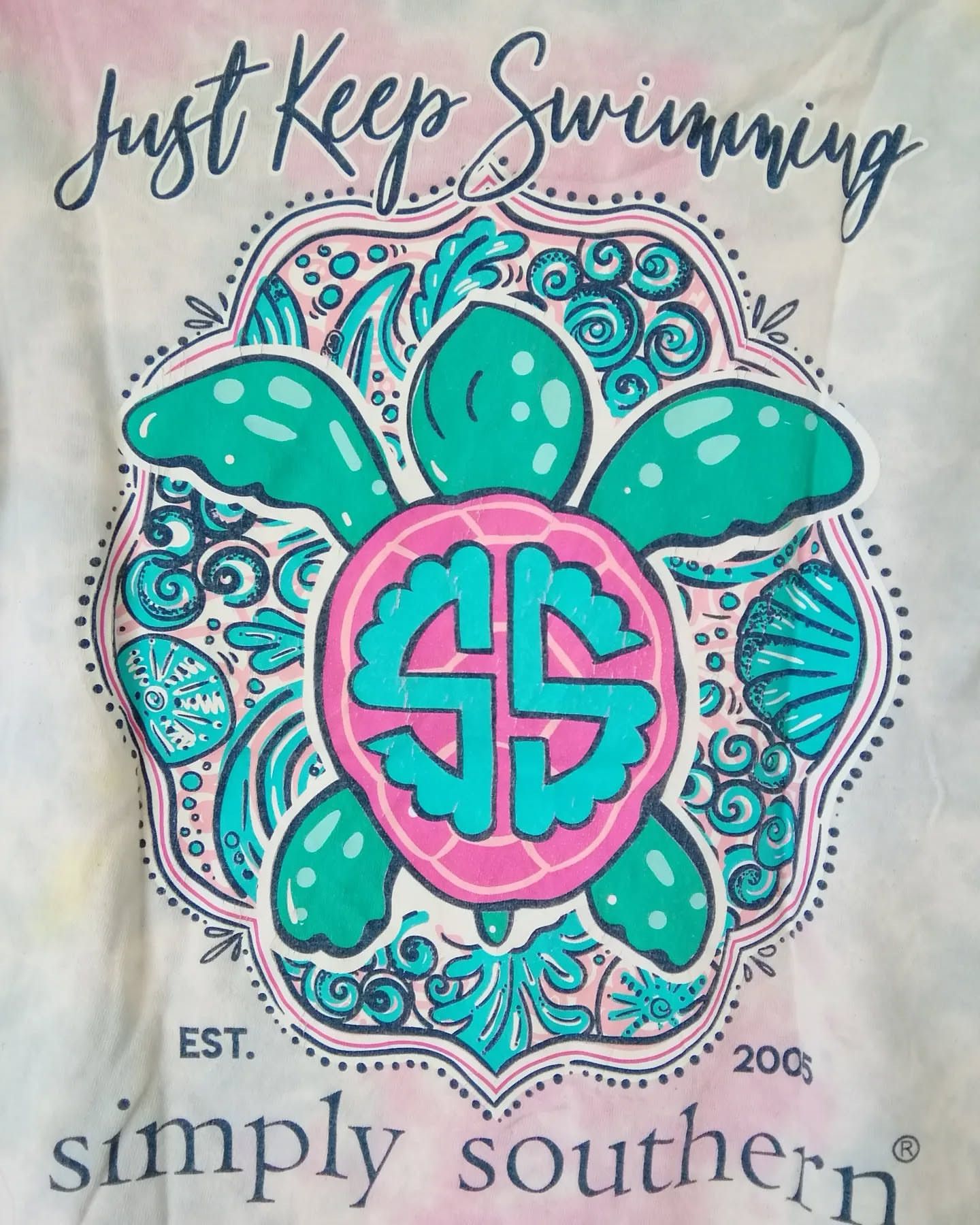 Vintage Simply Southern Just Keep Swimming Tie Dye Tees Size US M / EU 48-50 / 2 - 2 Thumbnail