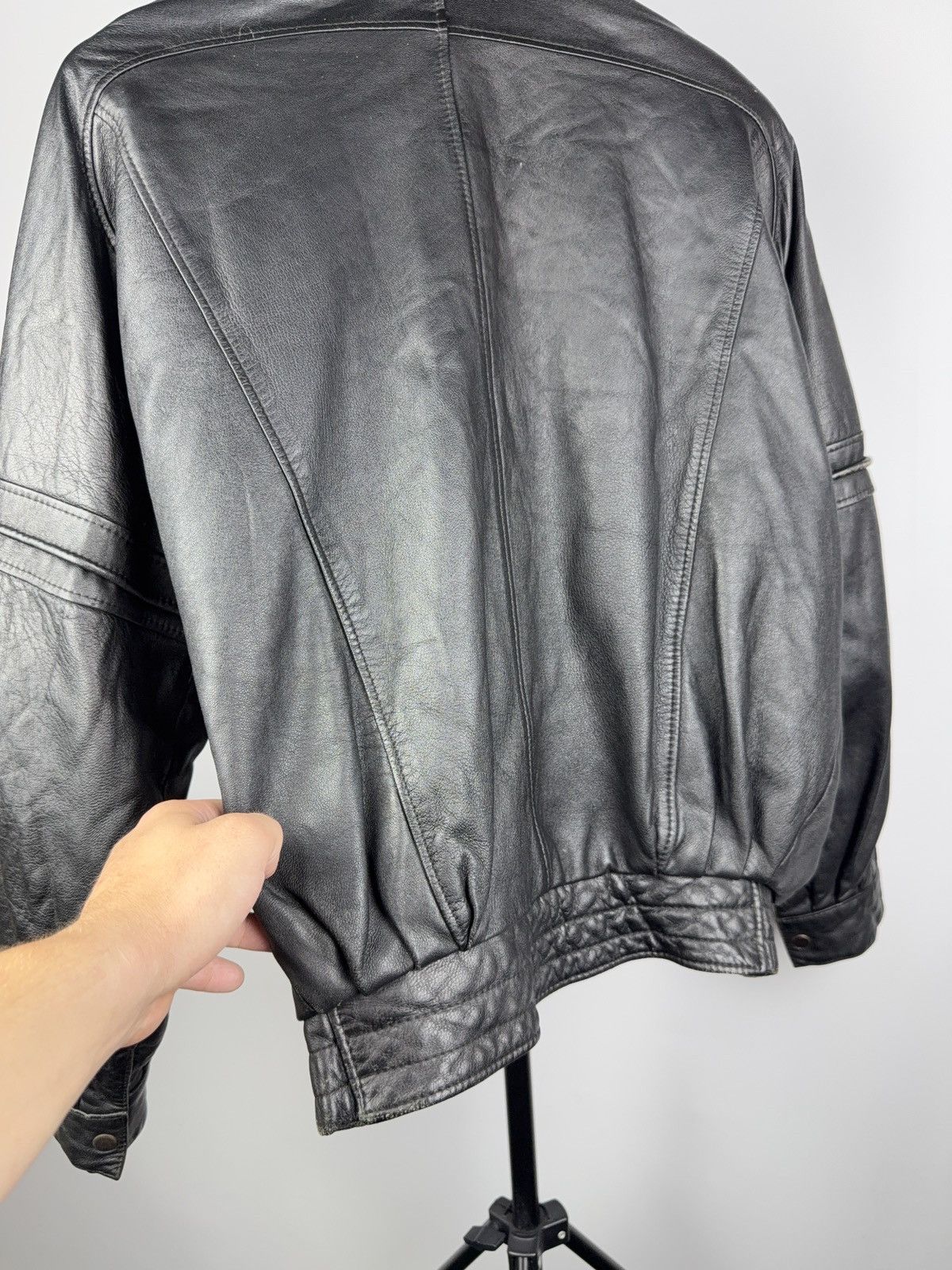 Leather Vintage 90s Genuine Leather MOTO Bomber Jacket Rock Punk Size US L / EU 52-54 / 3 - 16 Thumbnail