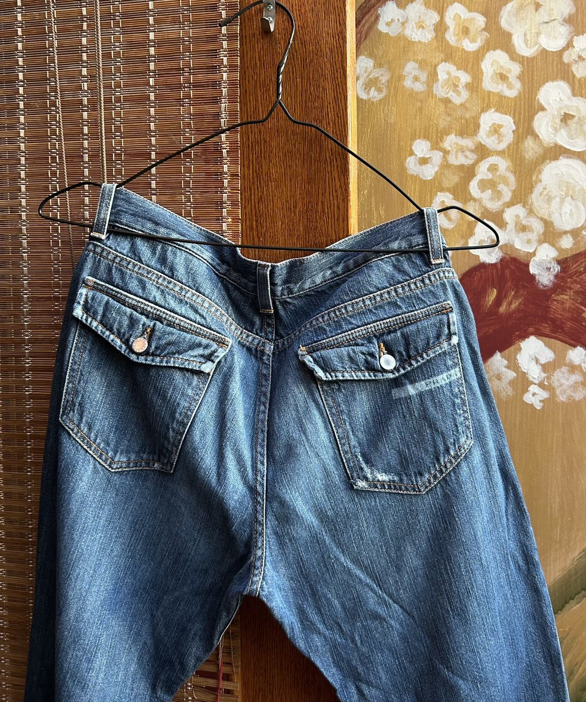 Vintage Prada Blue Jeans Capri Straight Fit Flap Back