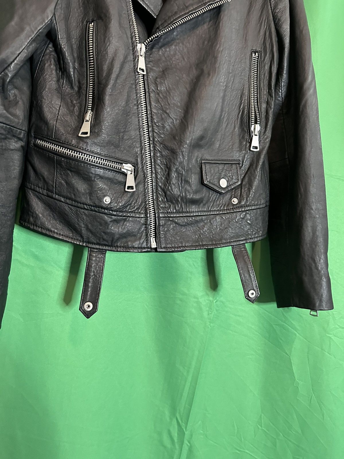 7 For All Mankind Pure leather black zip-up moto jacket Size S / US 4 / IT 40 - 5 Thumbnail