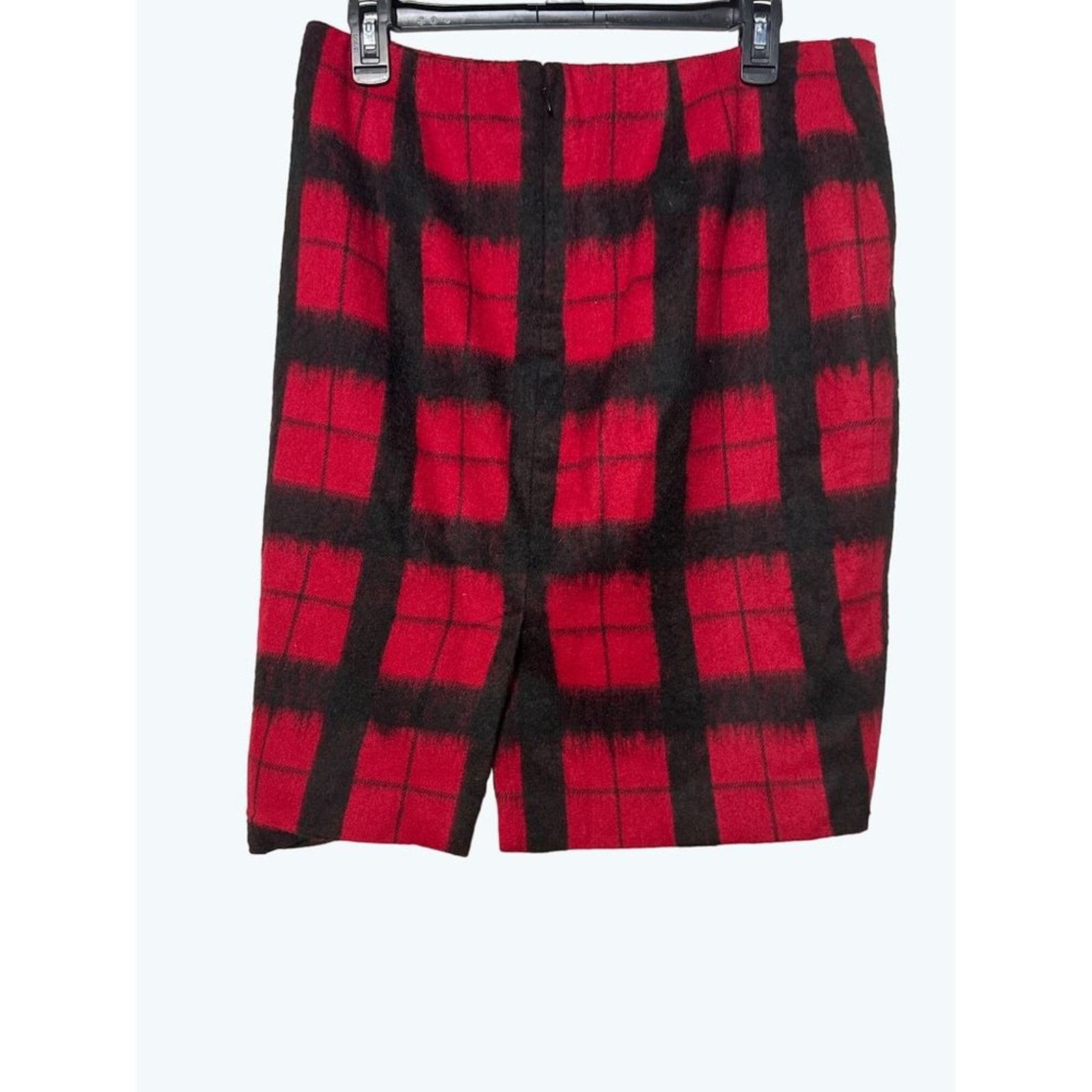 Other Talbots Wool Blend Buffalo Plaid Skirt Red & Black 10P Size 32" / US 10 / IT 46 - 2 Thumbnail