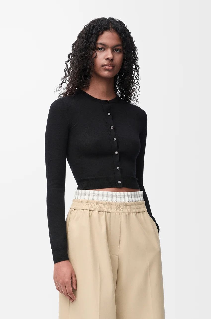 Loewe o1loc1c0525 Draped Cardigan In Cashmere And Silk in Black Size S / US 4 / IT 40 - 3 Thumbnail