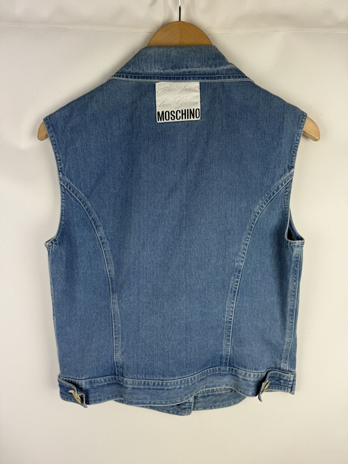 Moschino × Vintage Moschino Jeans VTG Denim Sleeveless Vest Jacket Waistcoat Size XL / US 12-14 / IT 48-50 - 14 Thumbnail