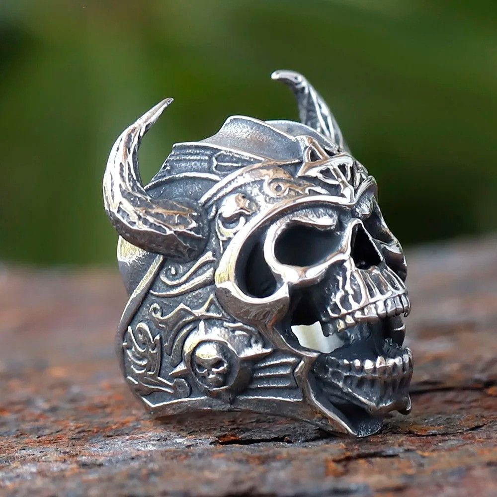 Jewelry Viking Warrior Skull Ring Streetwear Jewelry Fashion Gift Size ONE SIZE - 4 Thumbnail