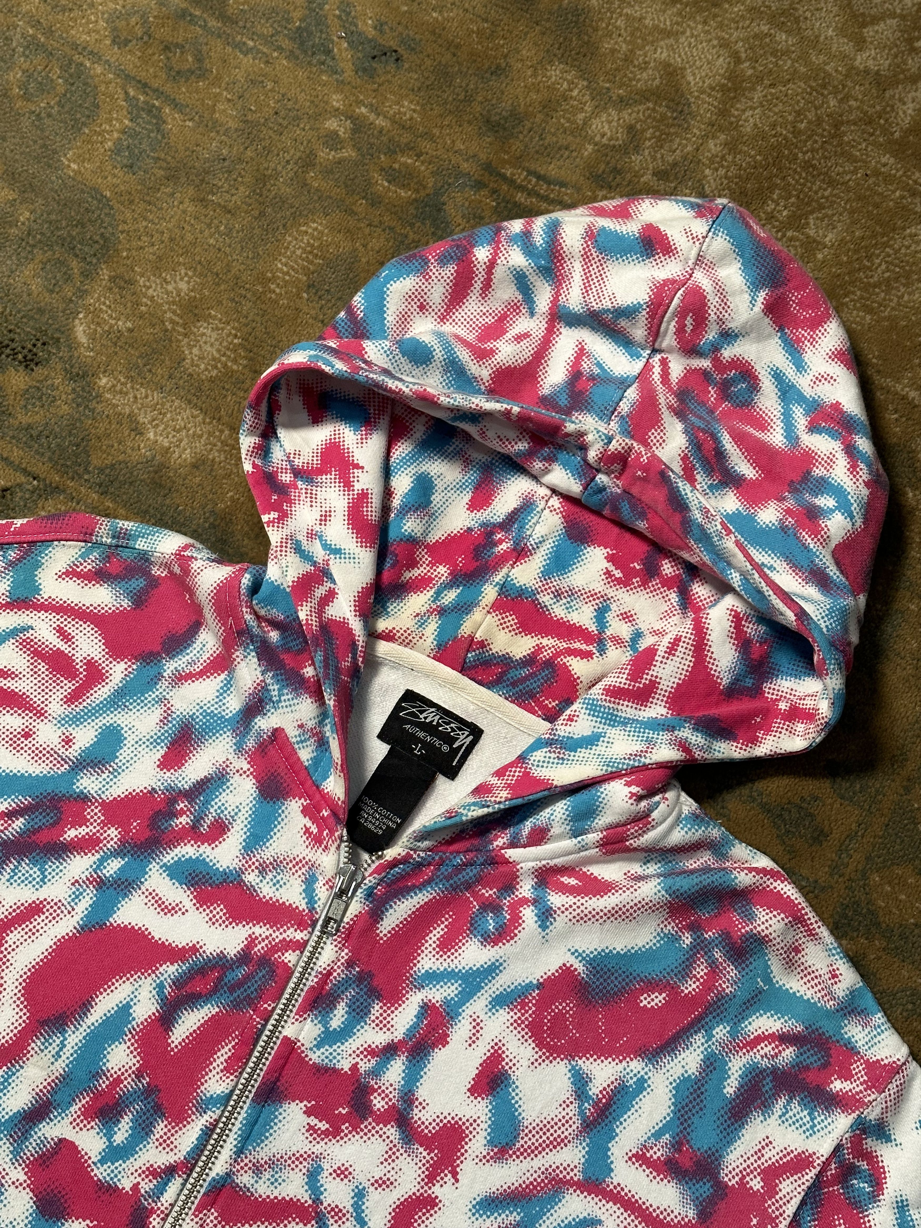 Stussy × Vintage 00s Stussy Psychedelic All Over Print Zip Hoddie y2k style Size US L / EU 52-54 / 3 - 2 Thumbnail