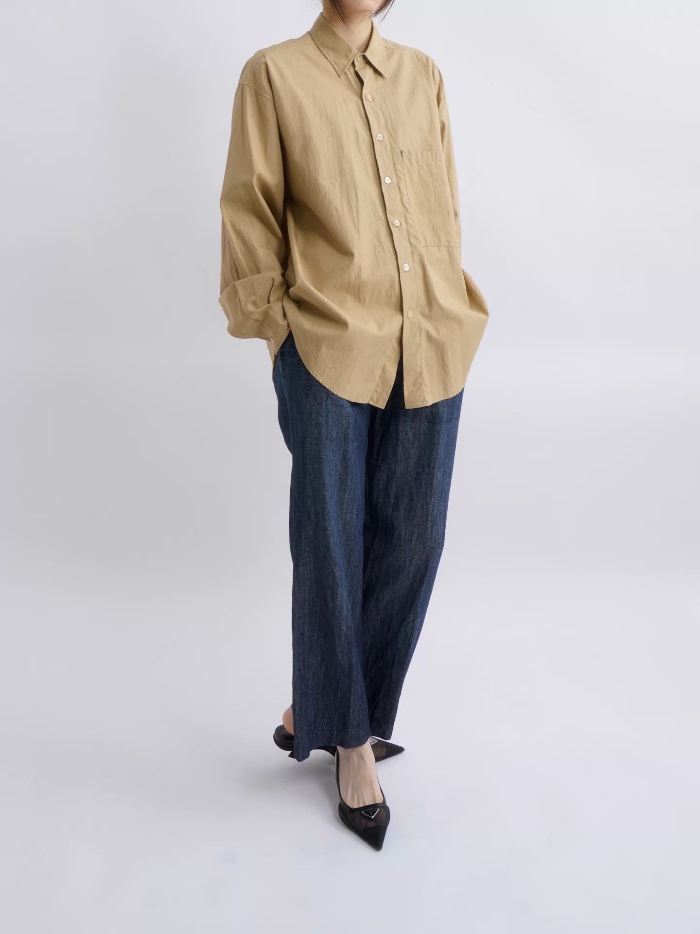 Auralee AURALEE Khaki Oversized Drop-shoulder Shirt Size 3 Size US L / EU 52-54 / 3 - 4 Thumbnail