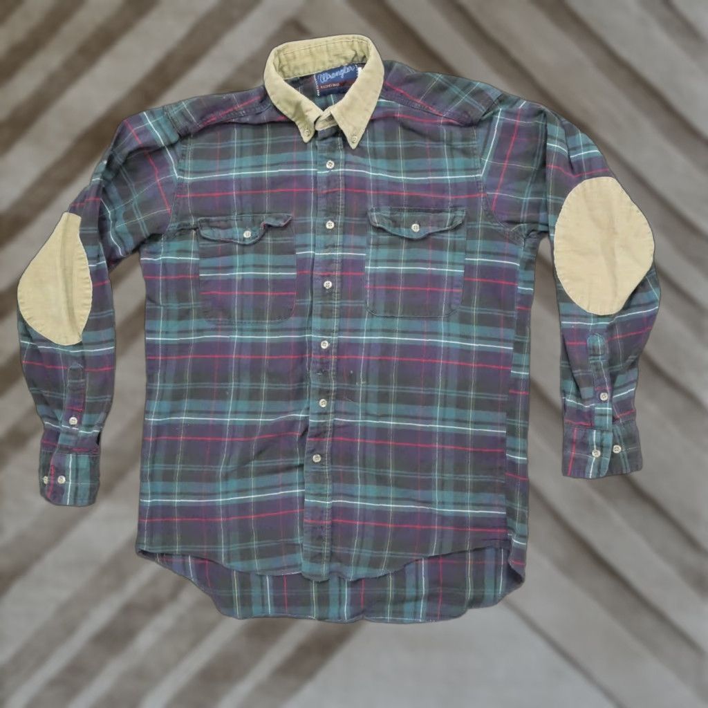 Wrangler VINTAGE Wrangler Shirt Mens 15.5 34 Blue Green Plaid Flannel 80s Workwear Casual Button-Up Size US L / EU 52-54 / 3 - 1 Thumbnail