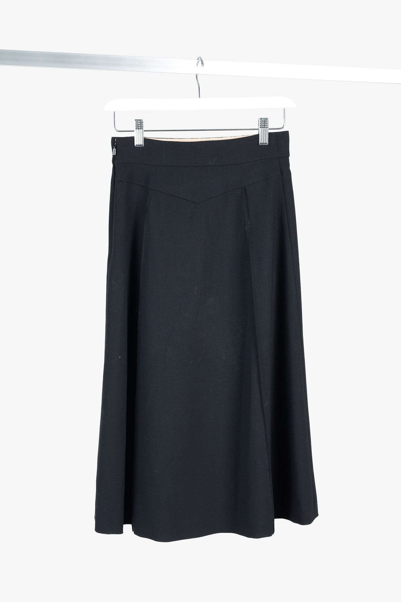 Chloe Chloe 2018 Wool Pleated Front Yoke Black Skirt Size 25" / US 0 / IT 36 - 2 Thumbnail