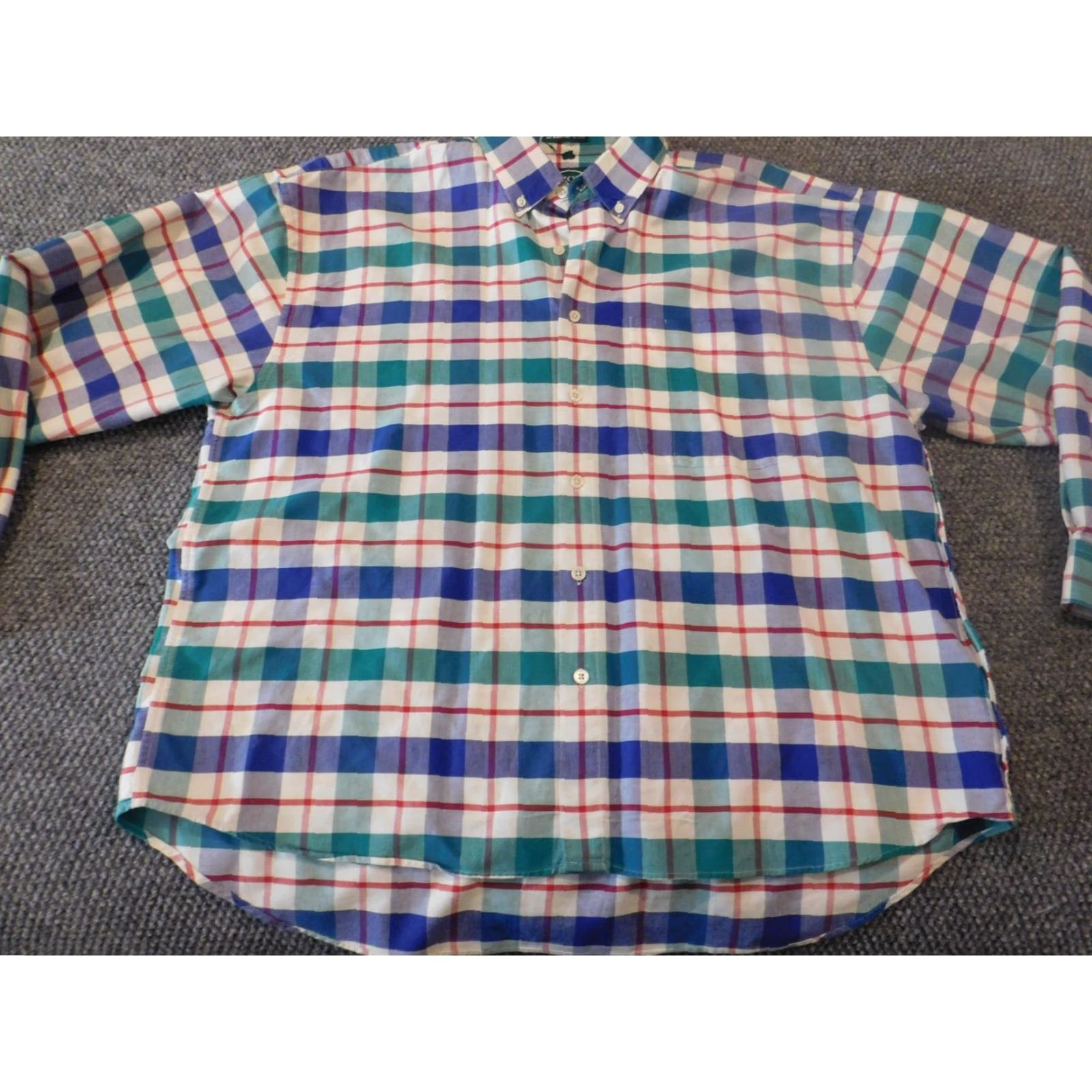 Izod IZOD Shirt XL Blue White Plaid Button-Down, Long Sleeve, Classic, Men's, Button Up, Collared, Regular Fit Size US XL / EU 56 / 4 - 2 Thumbnail