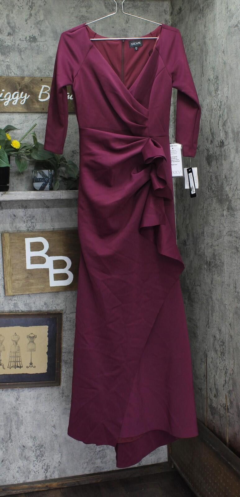 Other Nwt Xscape Womens Pleated Ruffled Gown 4452x Wine Red 6 Size M / US 6-8 / IT 42-44 - 1 Thumbnail