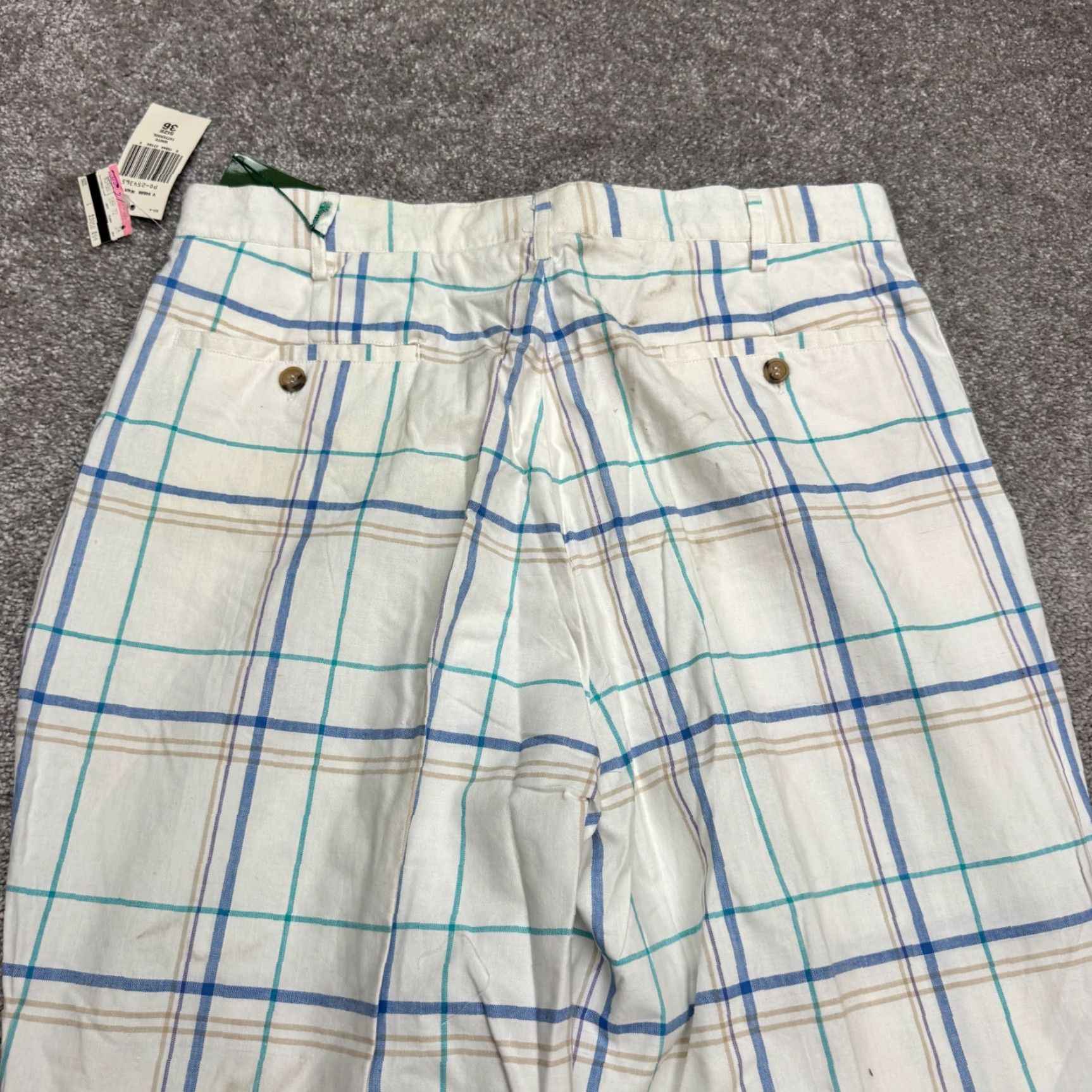 Izod VINTAGE IZOD Plaid Cotton Pants Men 36R Blue White Straight Leg Chino Casual Workwear 90s Mens NWD Size US 36 / EU 52 - 5 Thumbnail
