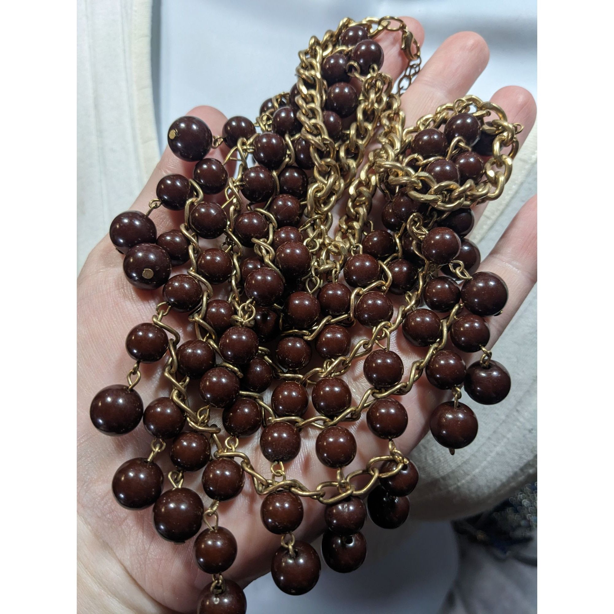 Other Elegant Bohemian Brown And Gold Tone Beaded Bib Necklace Size ONE SIZE - 5 Thumbnail