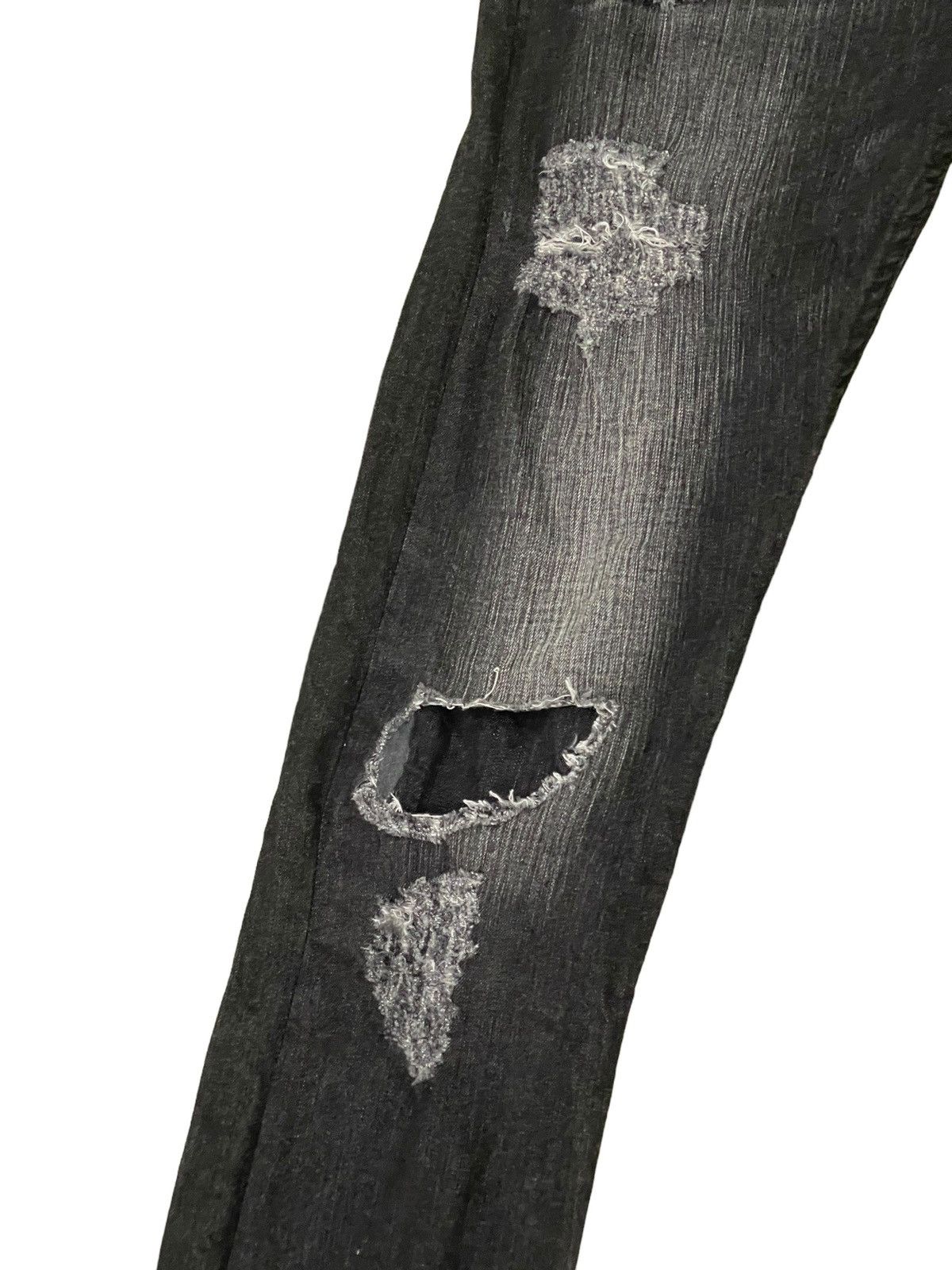 Japanese Brand Distress Jeans K.U.I. Faded Black Skinny Stretch Denim 8🟦6 Size US 31 - 6 Thumbnail