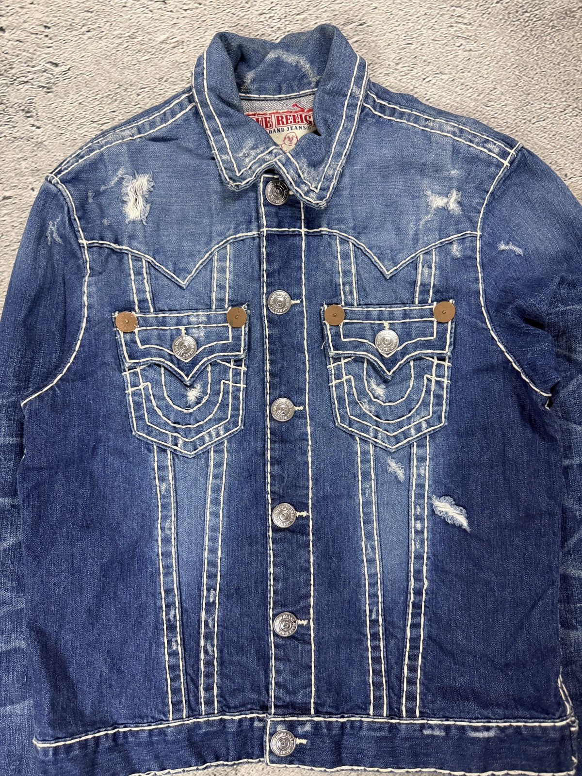 True Religion True Religion denim jacket blue white stitching vintage Size US L / EU 52-54 / 3 - 2 Thumbnail