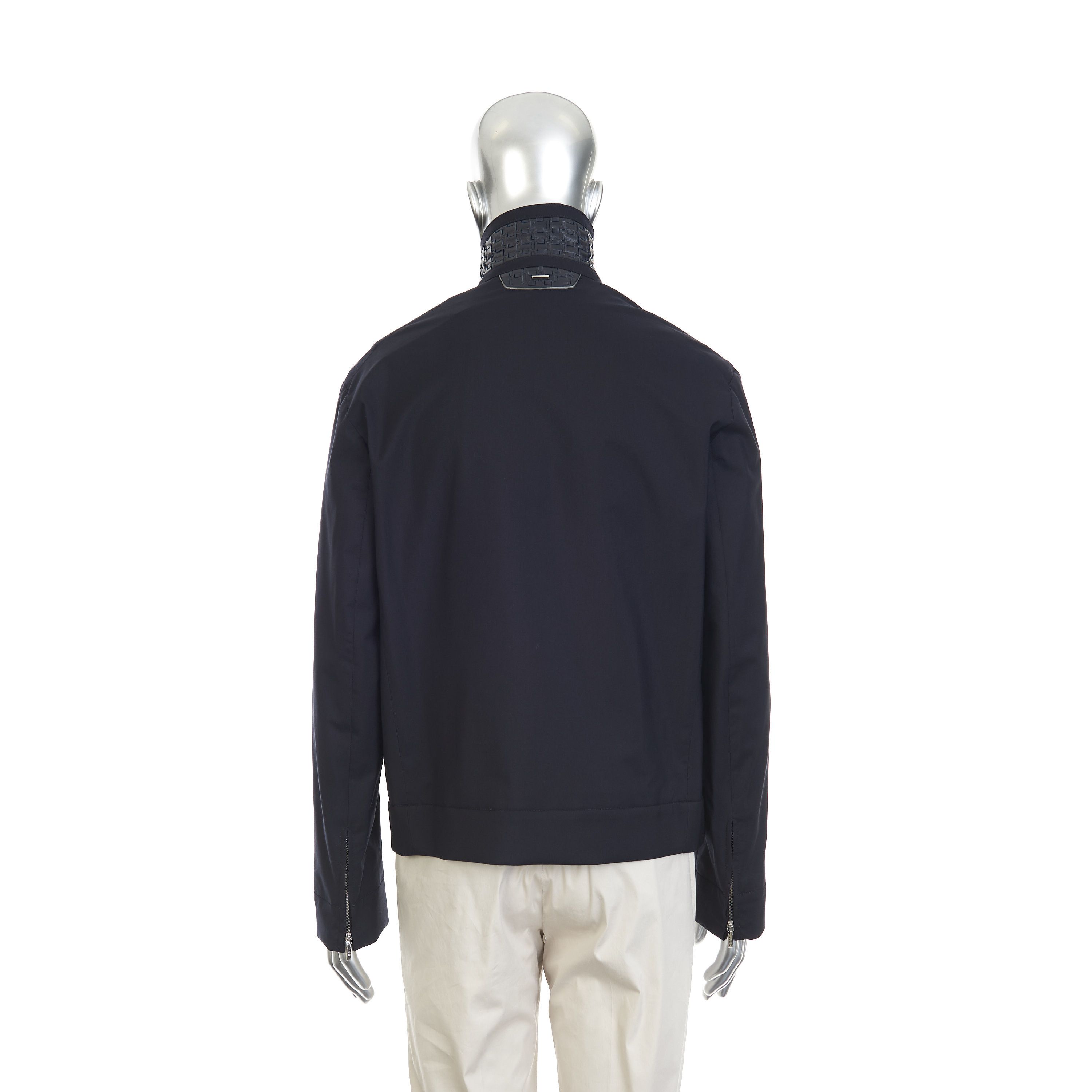 Zilli Dark Navy Bomber Jacket with Woven Leather Collar Size US M / EU 48-50 / 2 - 6 Thumbnail